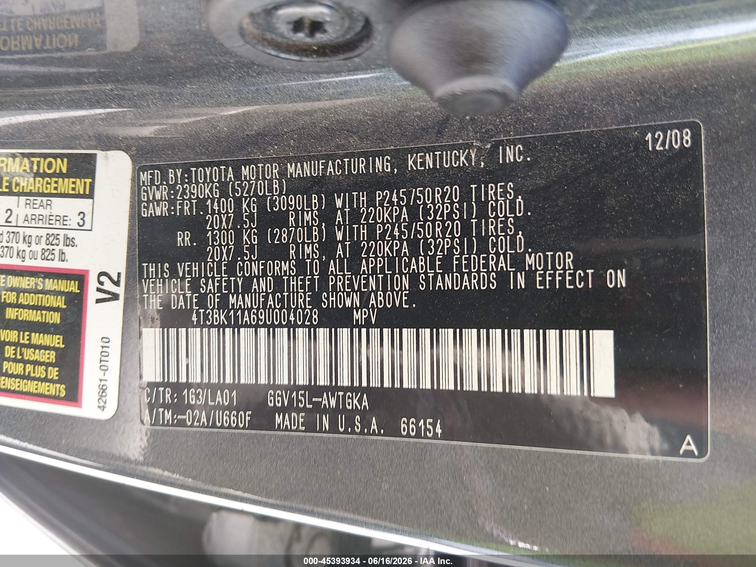 2009 Toyota Venza Base V6 Gray vin: 4T3BK11A69U004028