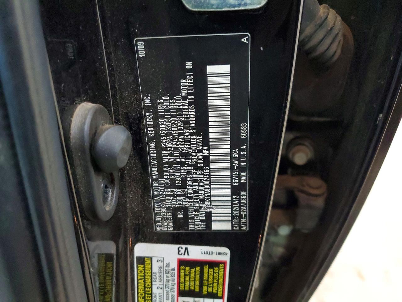 2009 Toyota Venza Awd V6 Black vin: 4T3BK11A89U024166