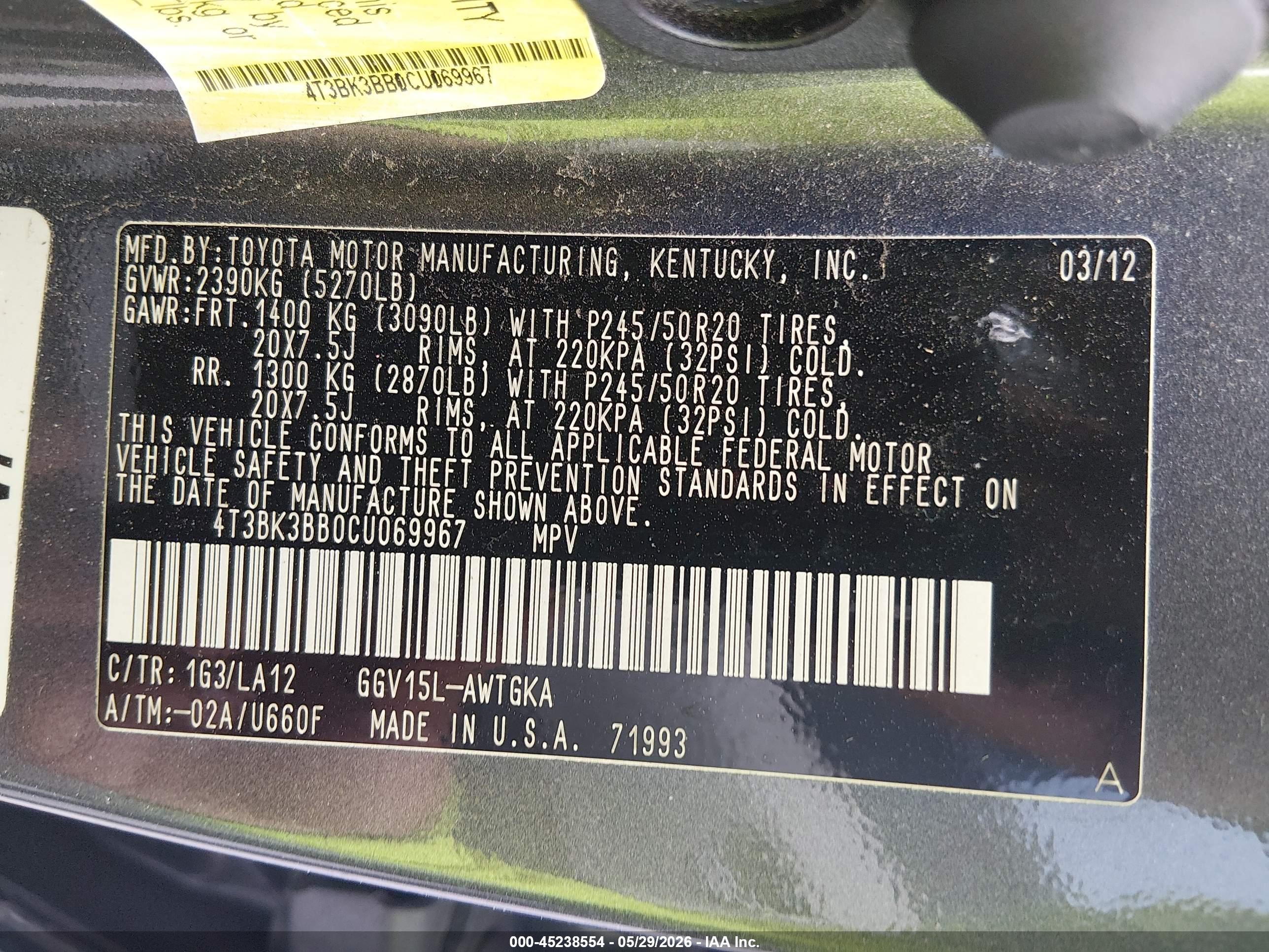 2012 Toyota Venza Limited V6 Gray vin: 4T3BK3BB0CU069967