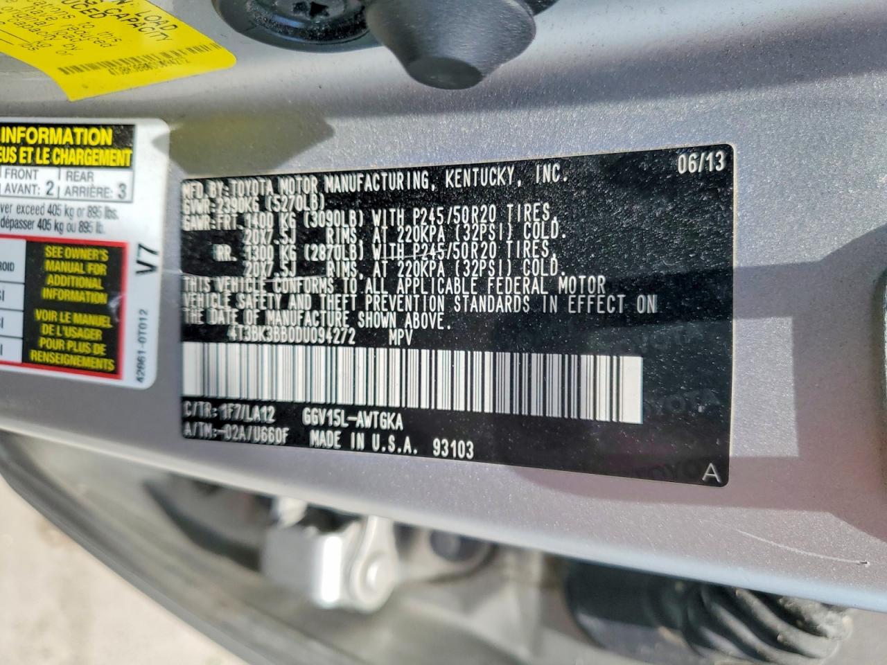 2013 Toyota Venza Xle Silver vin: 4T3BK3BB0DU094272