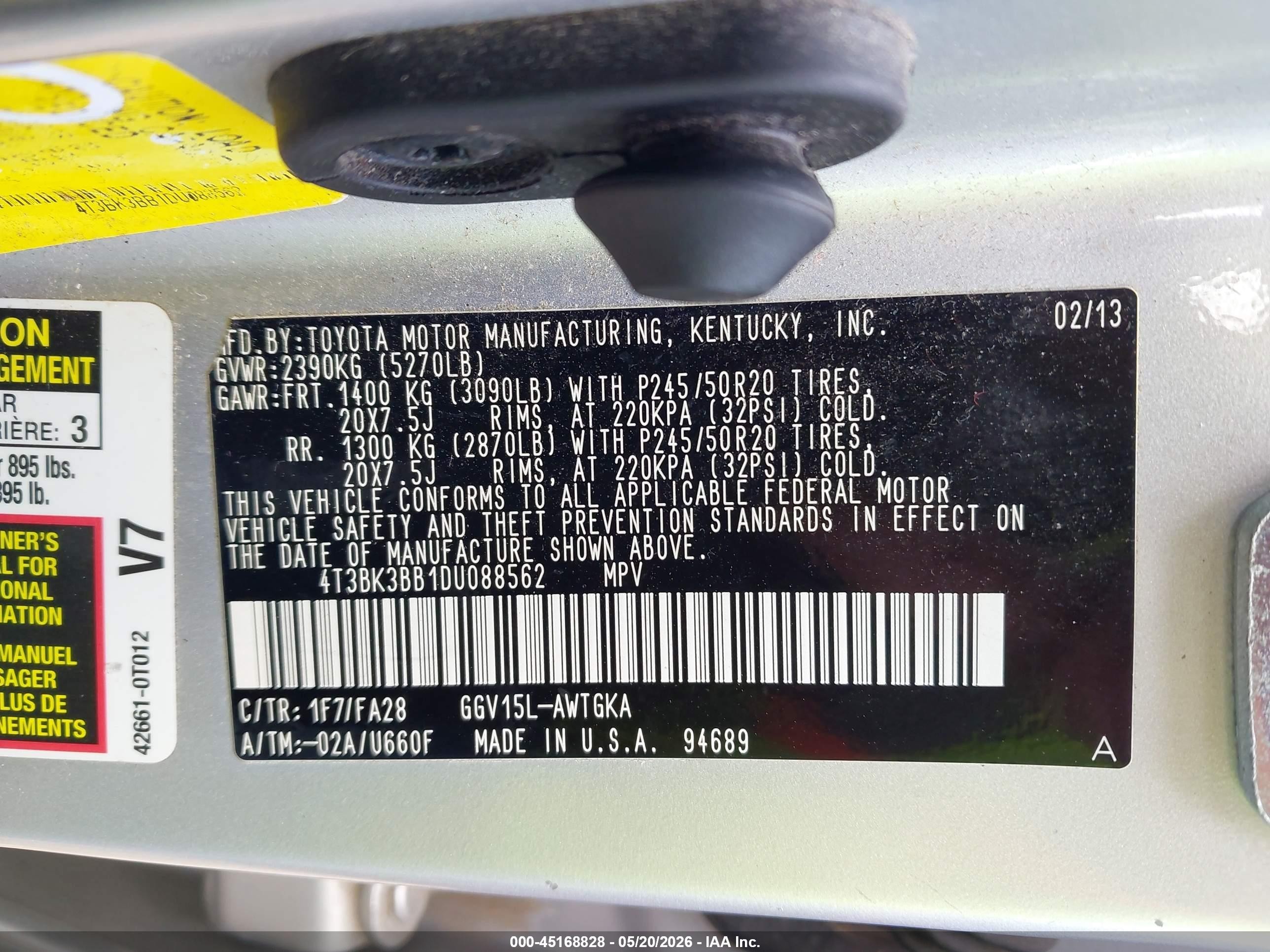 2013 Toyota Venza Le V6 Silver vin: 4T3BK3BB1DU088562