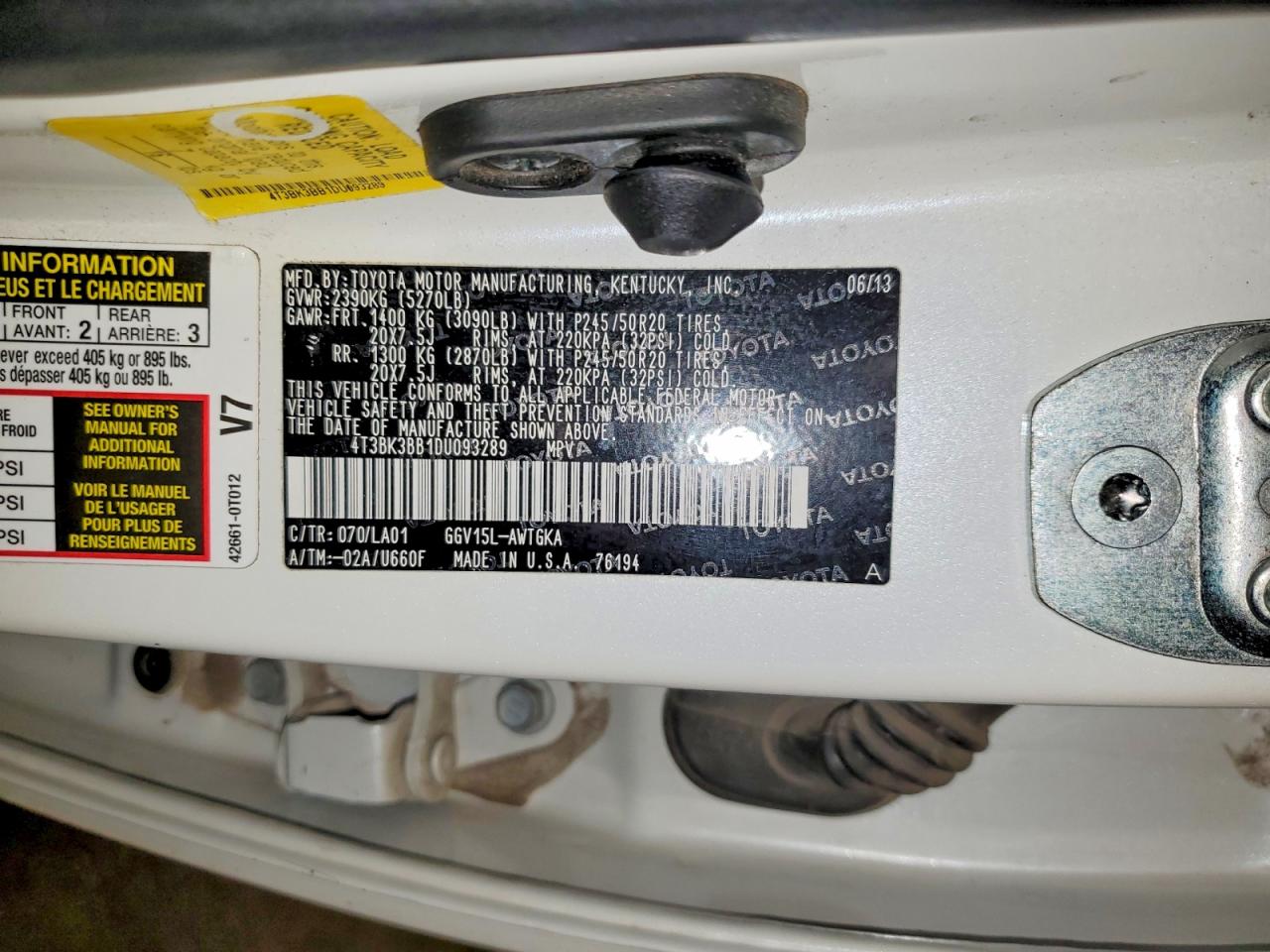 2013 Toyota Venza Xle White vin: 4T3BK3BB1DU093289