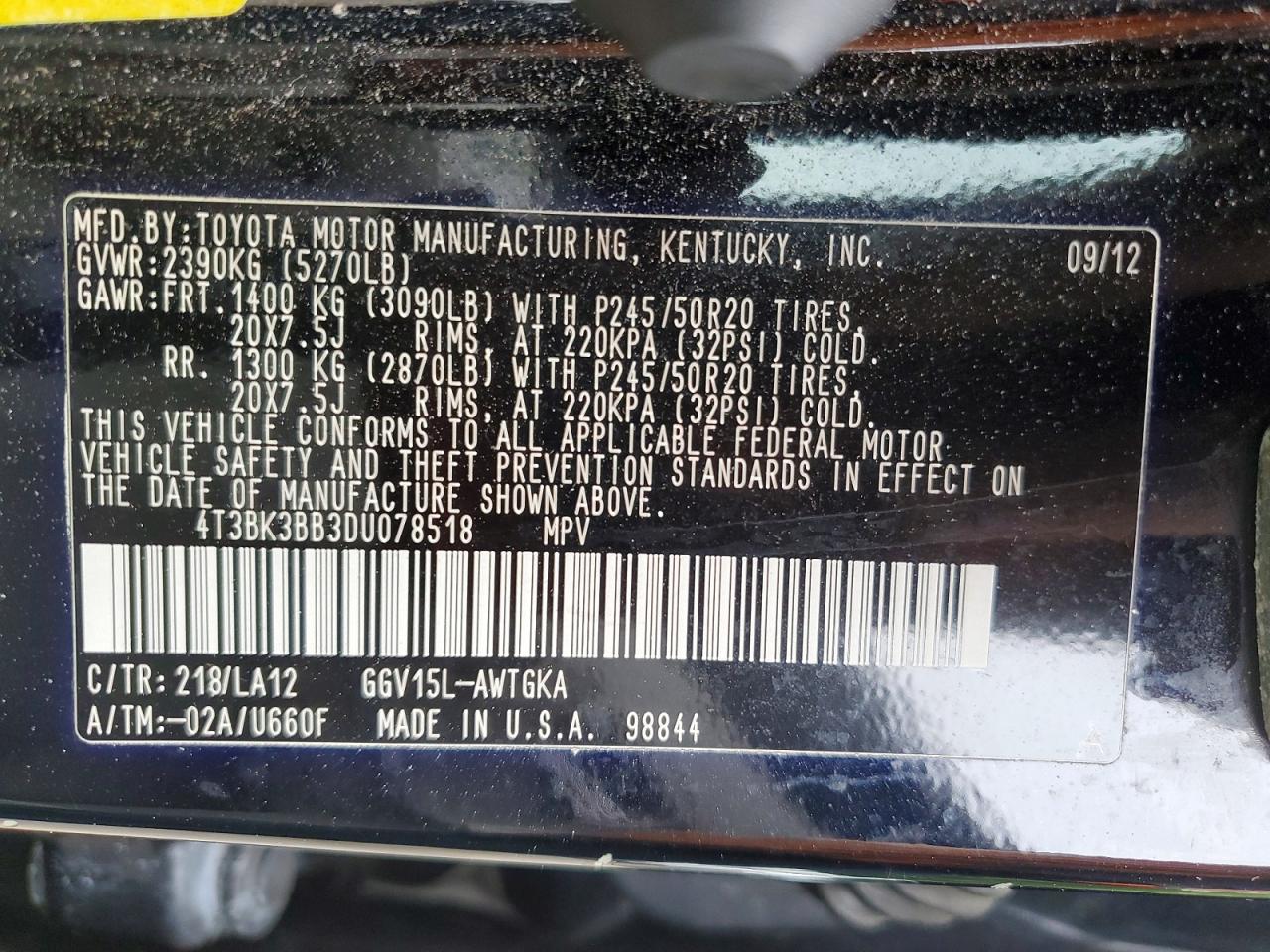 2013 Toyota Venza Xle Black vin: 4T3BK3BB3DU078518
