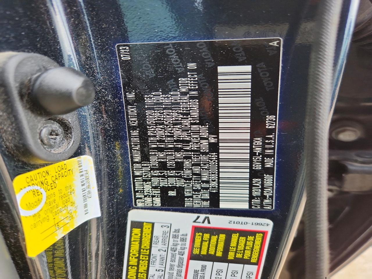 2013 Toyota Venza Xle Charcoal vin: 4T3BK3BB3DU095464