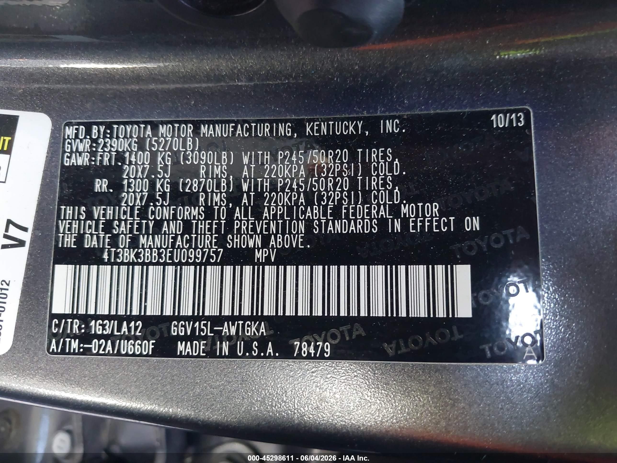 2014 Toyota Venza Limited V6 Gray vin: 4T3BK3BB3EU099757