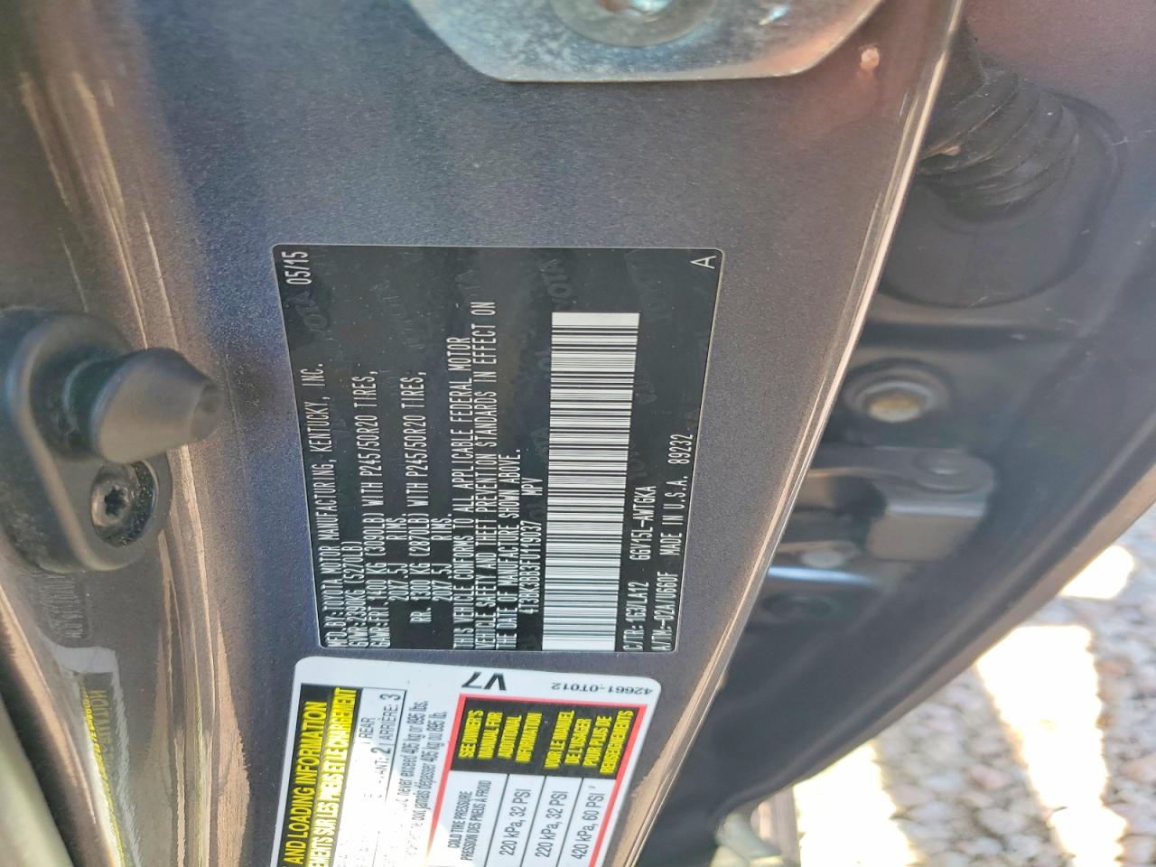 2015 Toyota Venza Xle Charcoal vin: 4T3BK3BB3FU119037