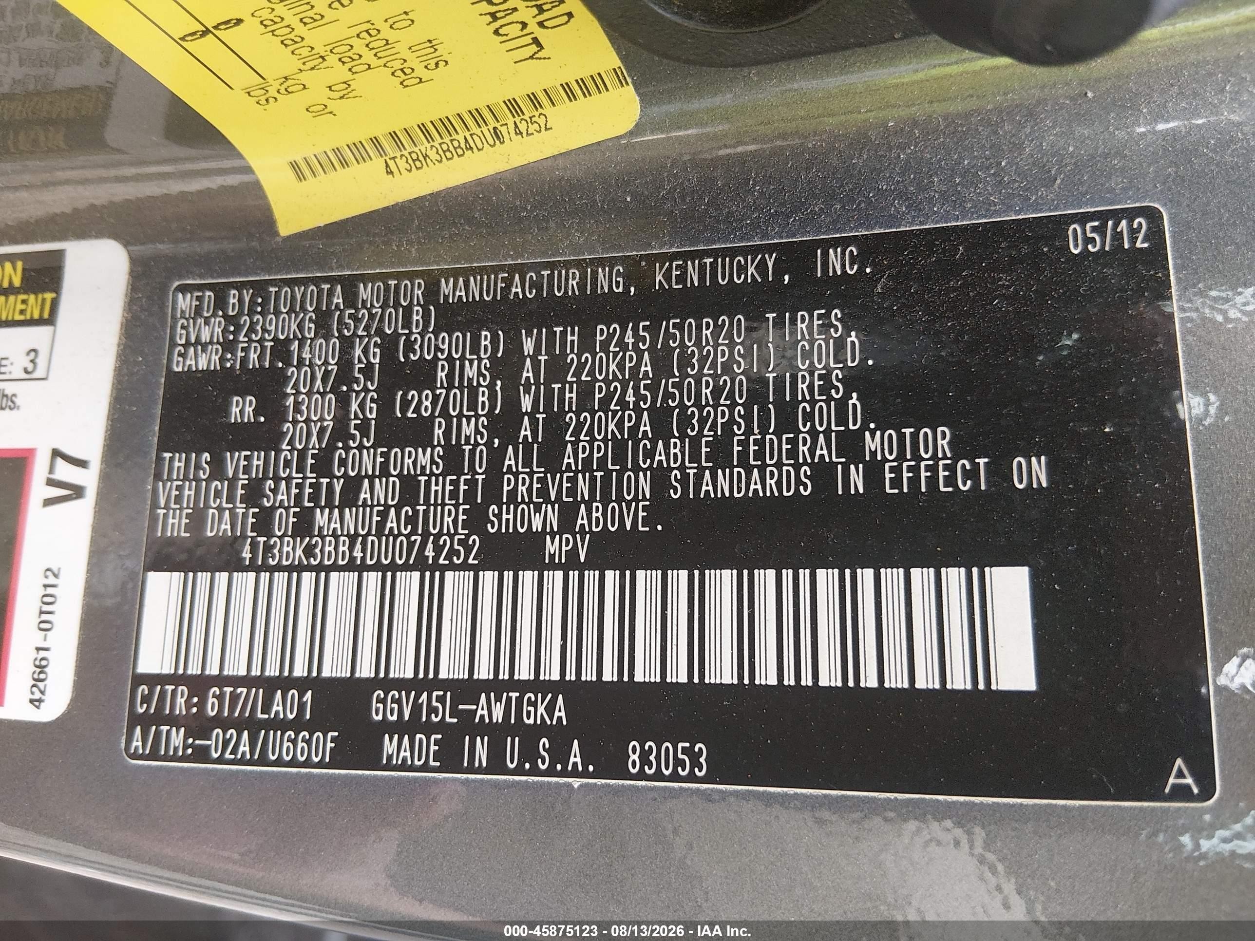 2013 Toyota Venza Xle V6 Gray vin: 4T3BK3BB4DU074252