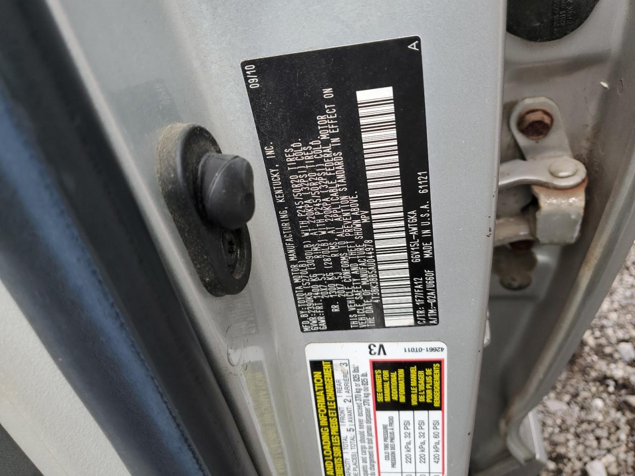 2010 Toyota Venza Silver vin: 4T3BK3BB5AU044978