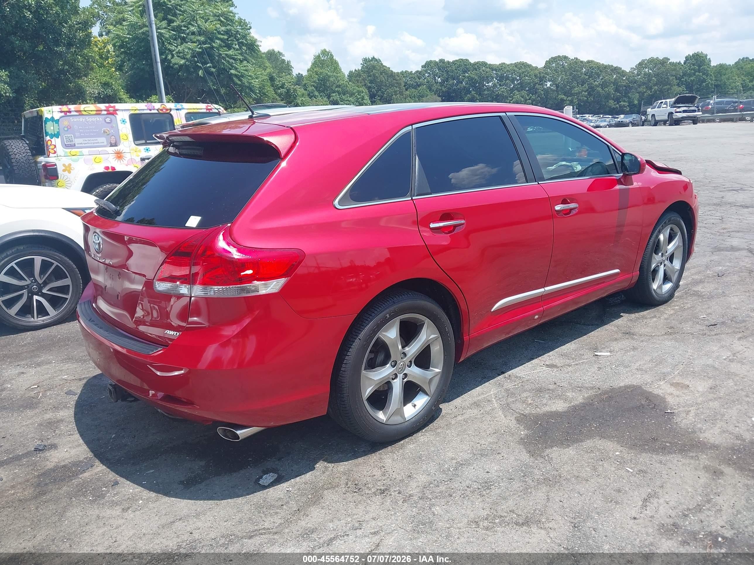 2011 Toyota Venza Base V6 Red vin: 4T3BK3BB5BU047896