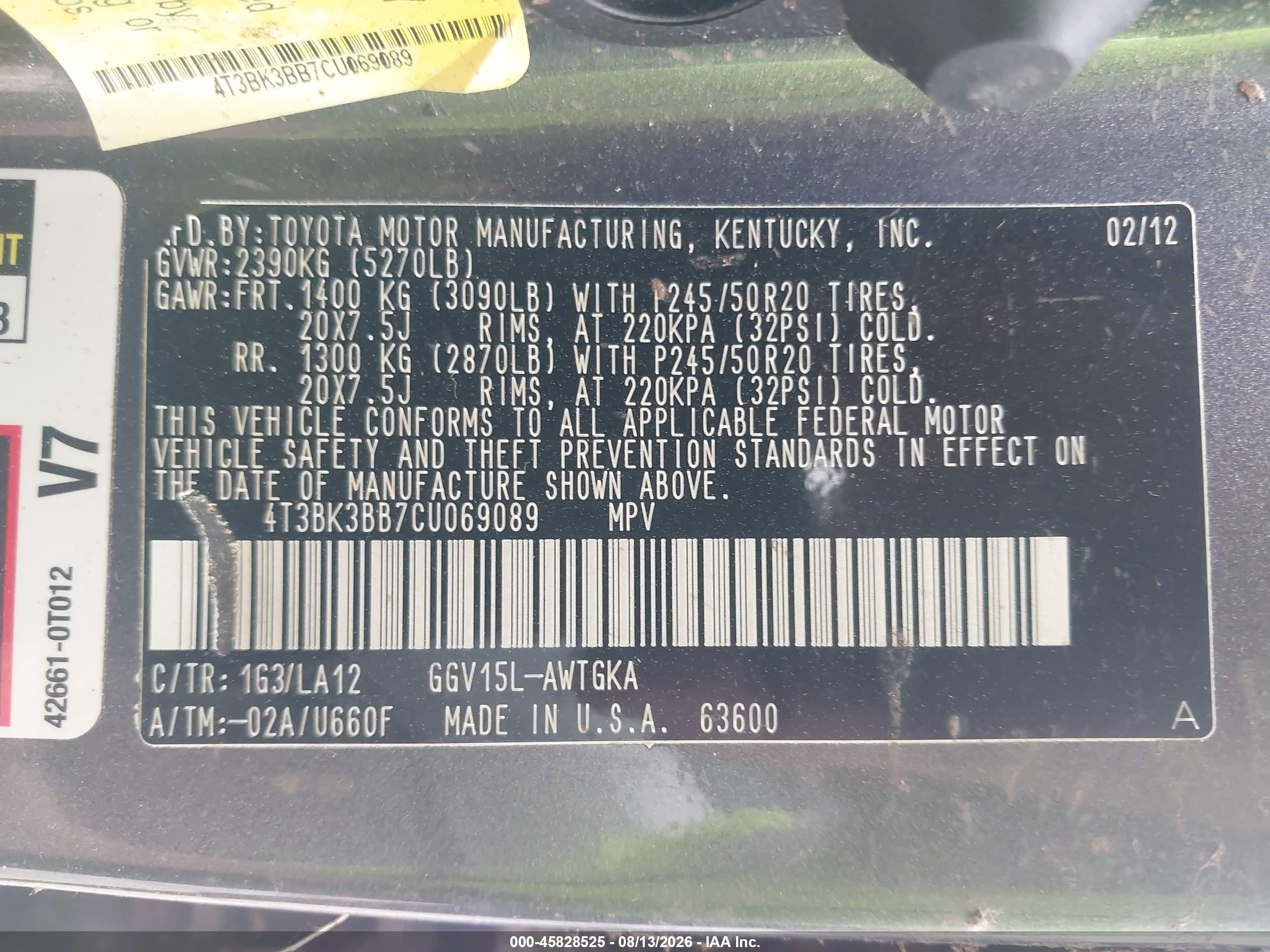 2012 Toyota Venza Xle V6 Gray vin: 4T3BK3BB7CU069089