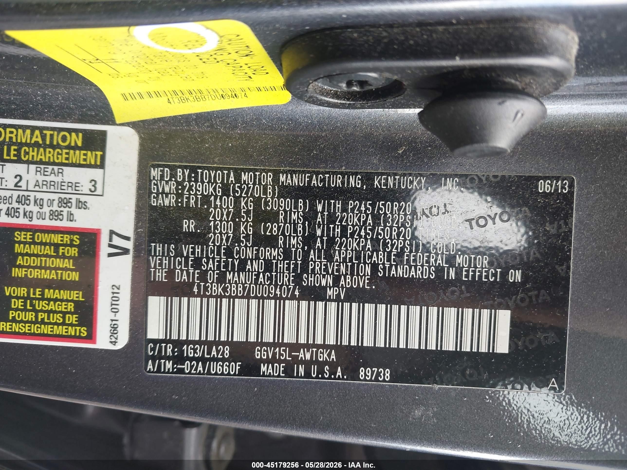 2013 Toyota Venza Xle V6 Gray vin: 4T3BK3BB7DU094074