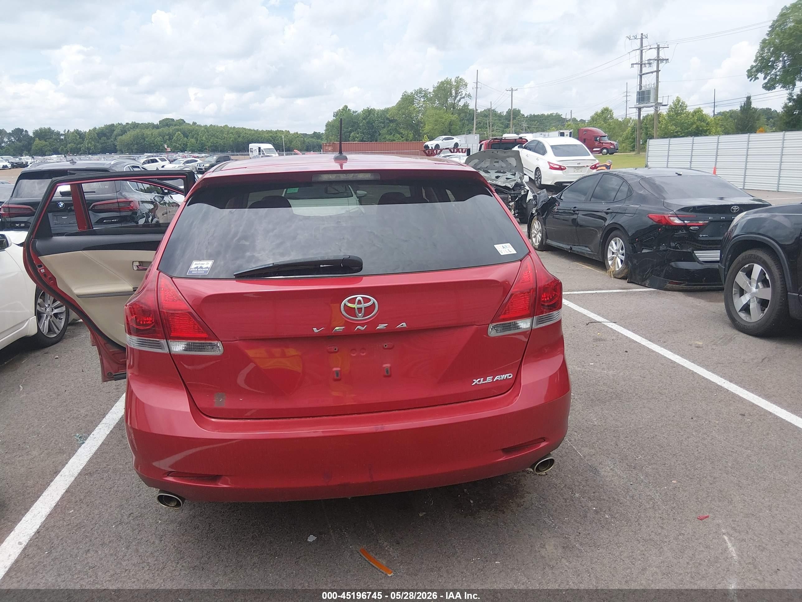 2015 Toyota Venza Xle V6 Red vin: 4T3BK3BB8FU114609