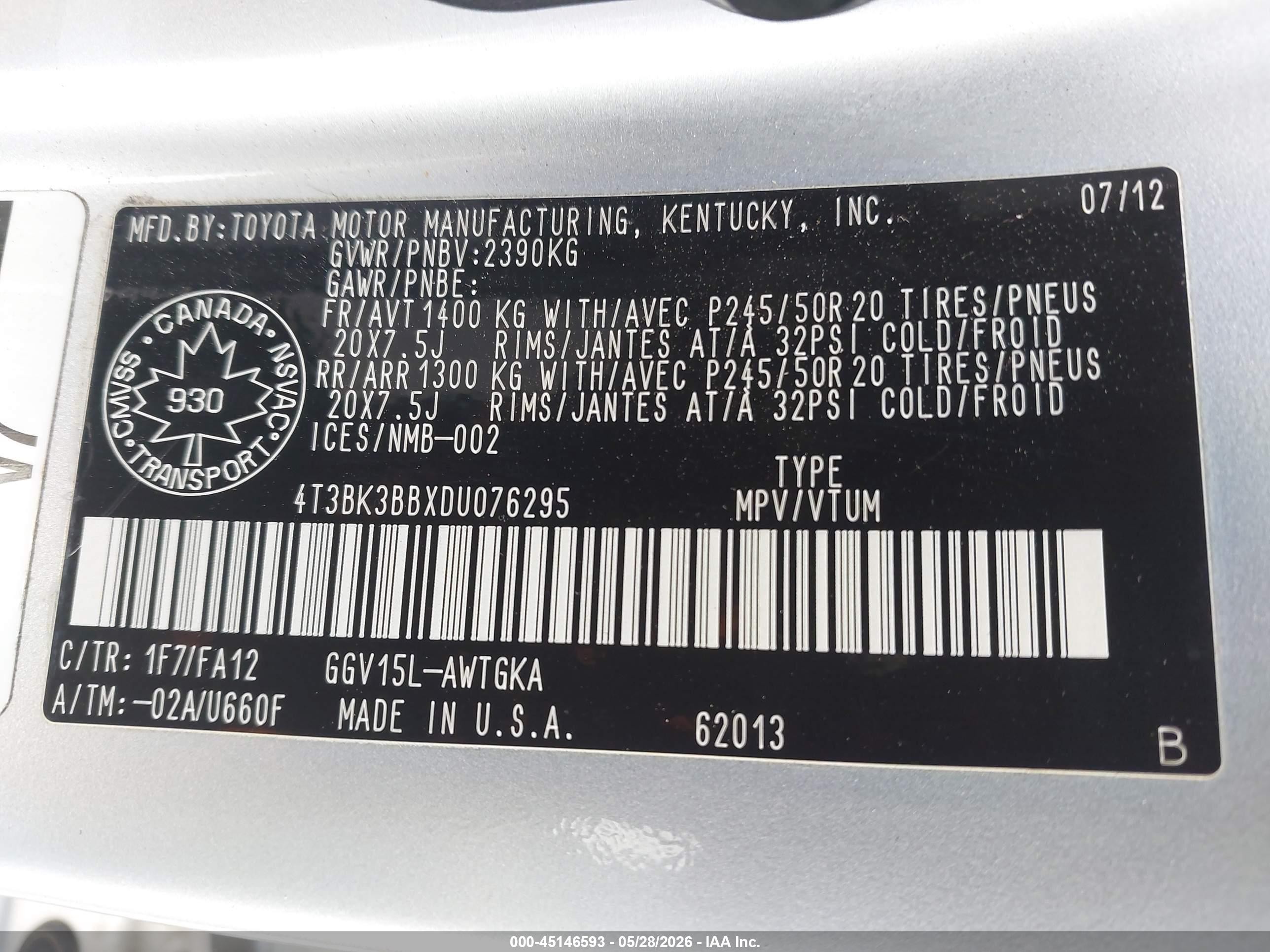 2013 Toyota Venza Base V6 Silver vin: 4T3BK3BBXDU076295