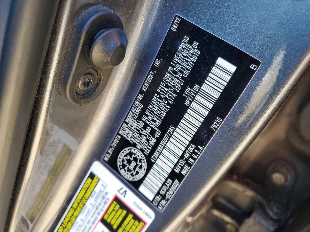 2013 Toyota Venza Le Charcoal vin: 4T3BK3BBXDU077365