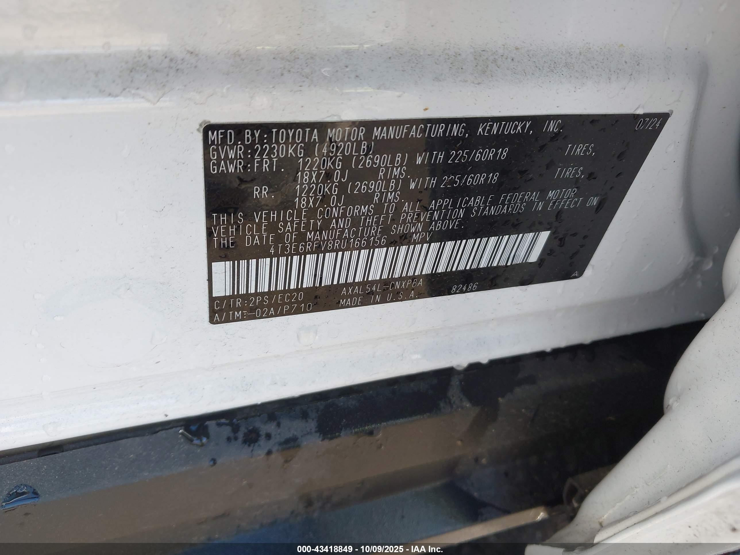 2024 Toyota Rav4 Hybrid Xse White vin: 4T3E6RFV8RU166156