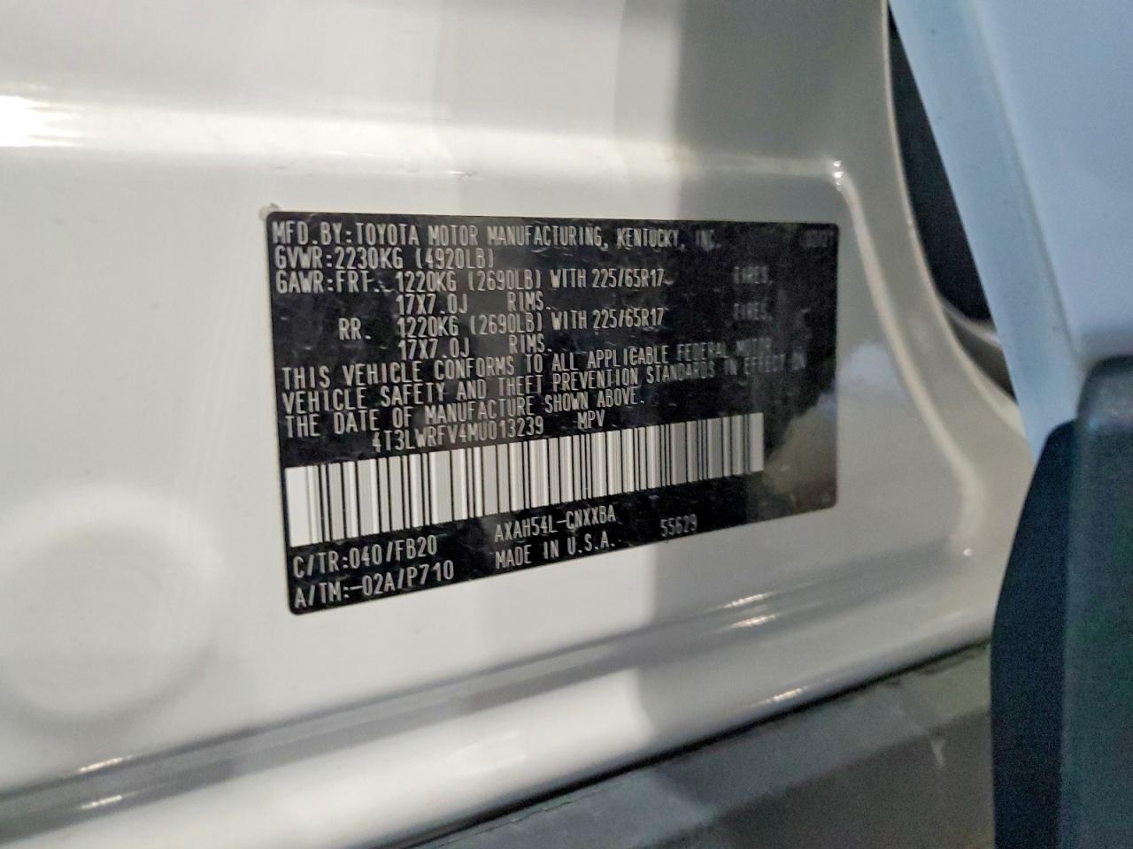 2021 Toyota Rav4 Le White vin: 4T3LWRFV4MU013239