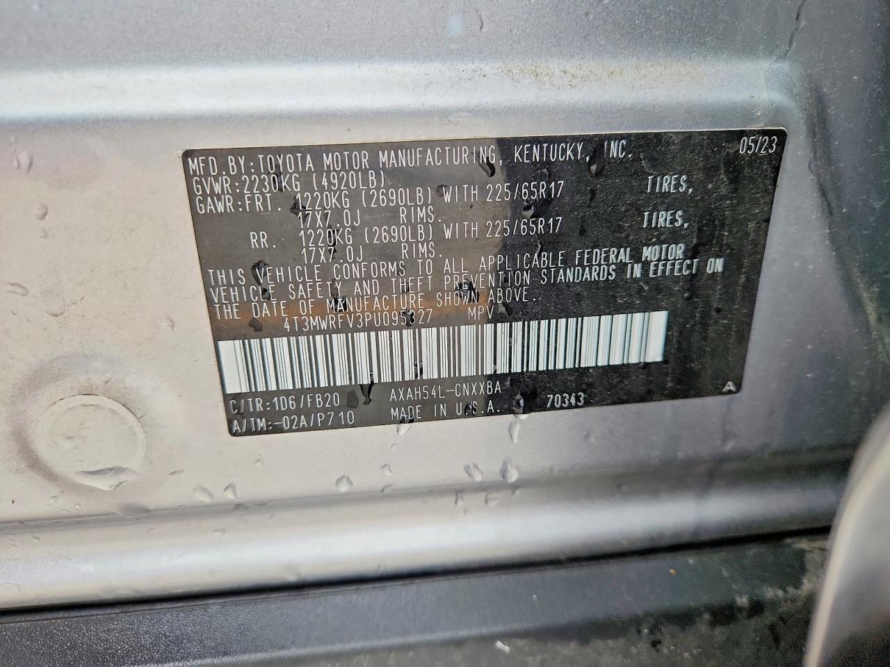 2023 Toyota Rav4 Le Silver vin: 4T3MWRFV3PU095327