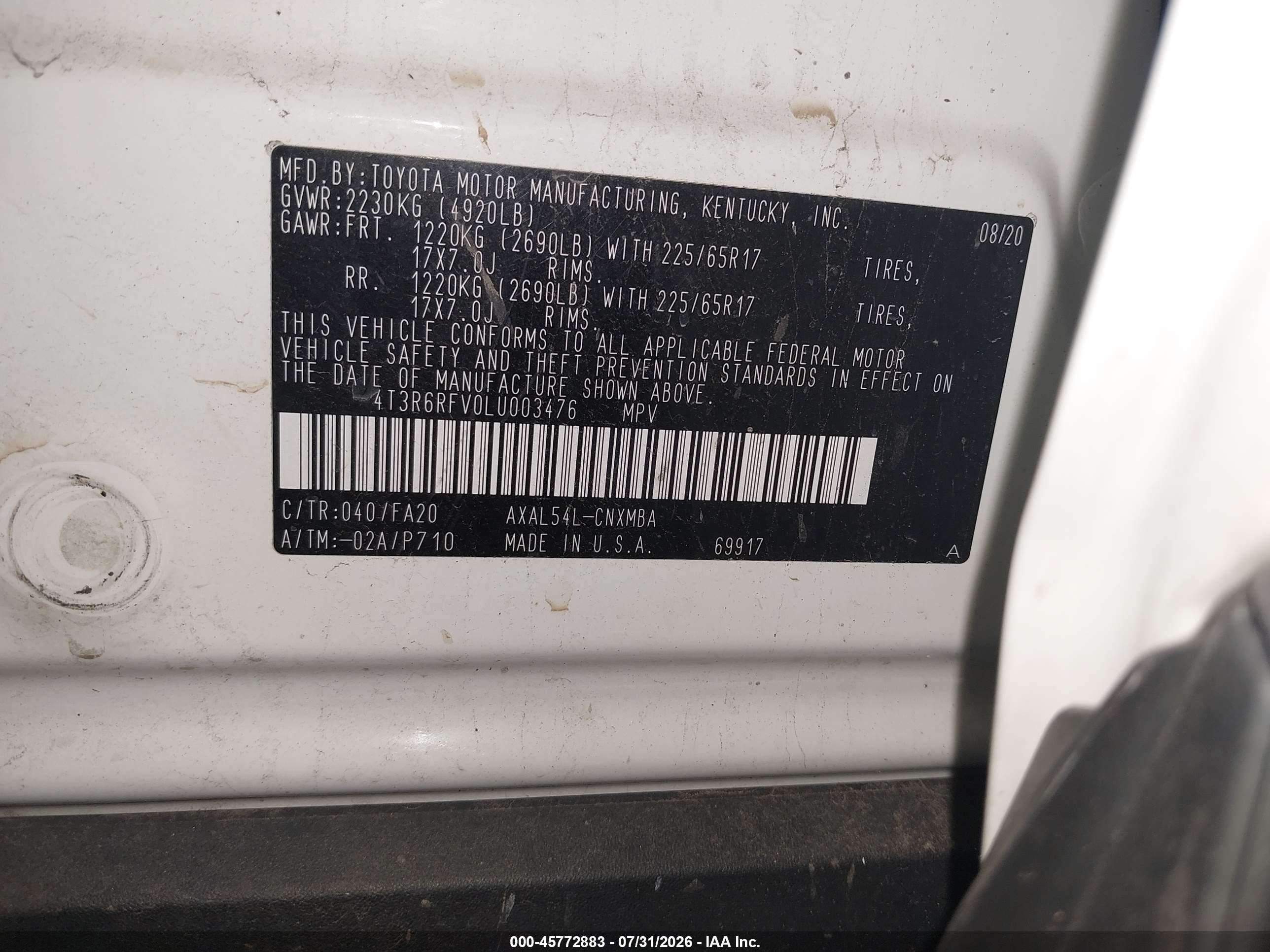 2020 Toyota Rav4 Hybrid Xle White vin: 4T3R6RFV0LU003476