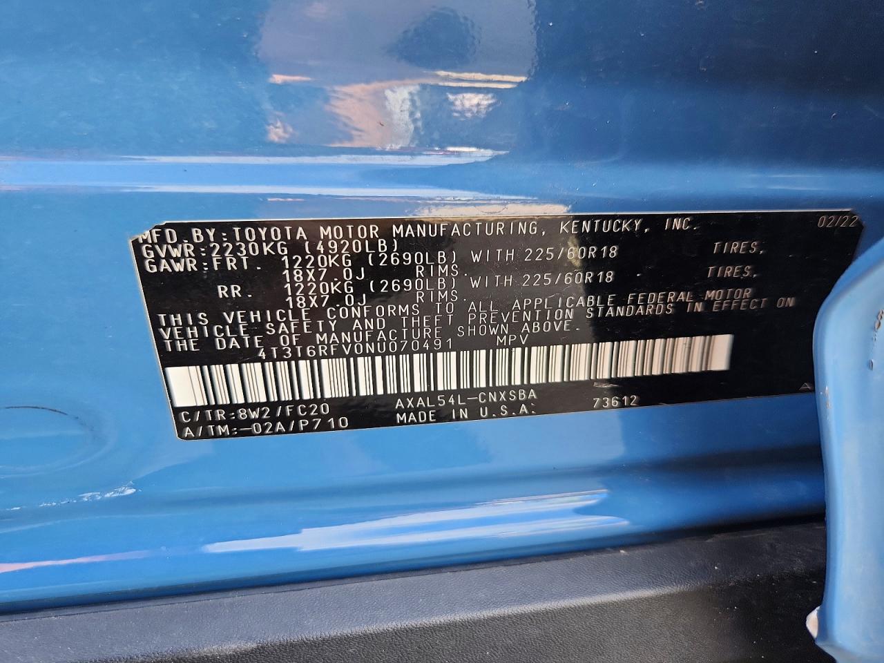 2022 Toyota Rav4 Se Blue vin: 4T3T6RFV0NU070491