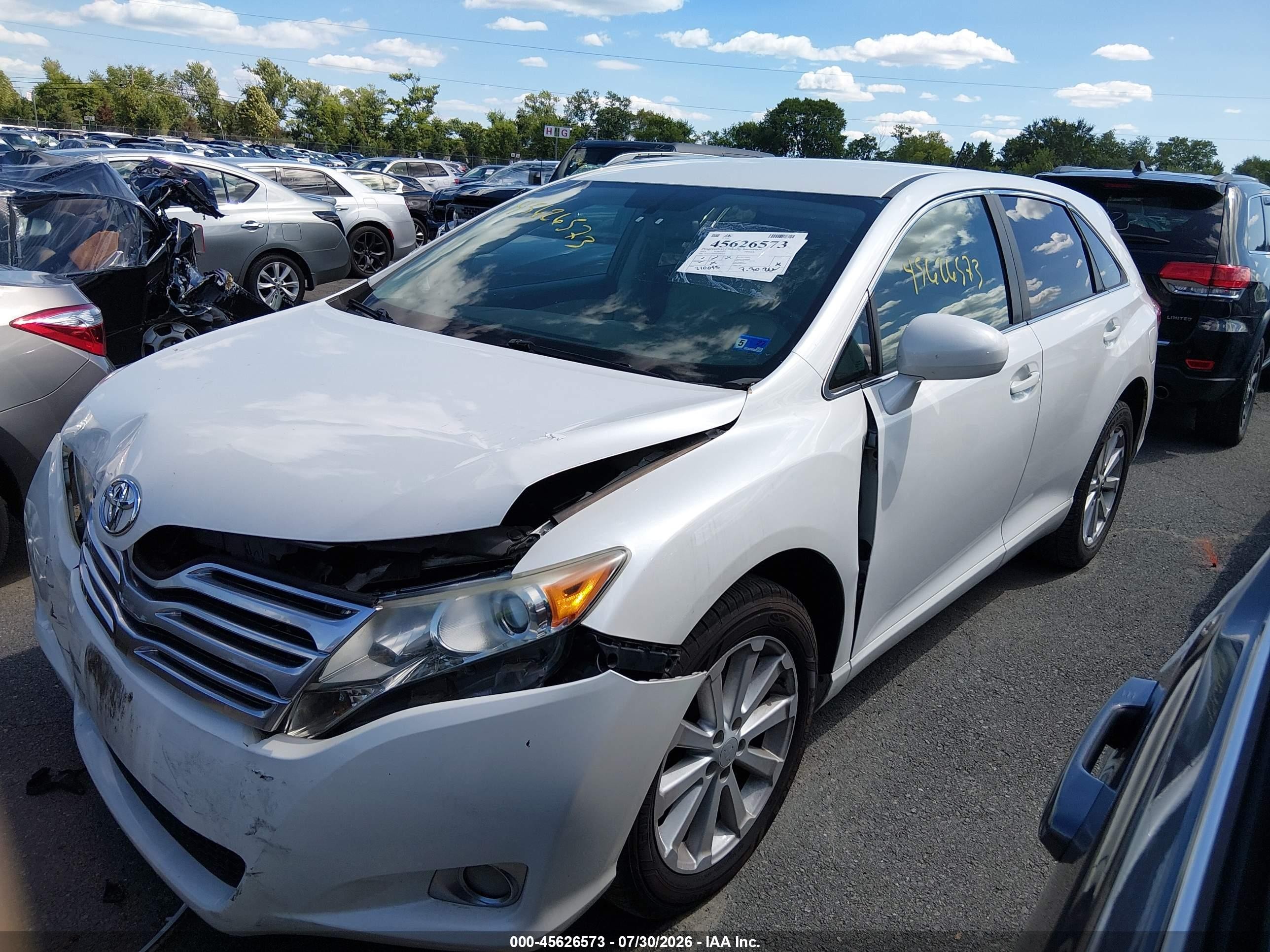 2011 Toyota Venza   White vin: 4T3ZA3BB0BU050772