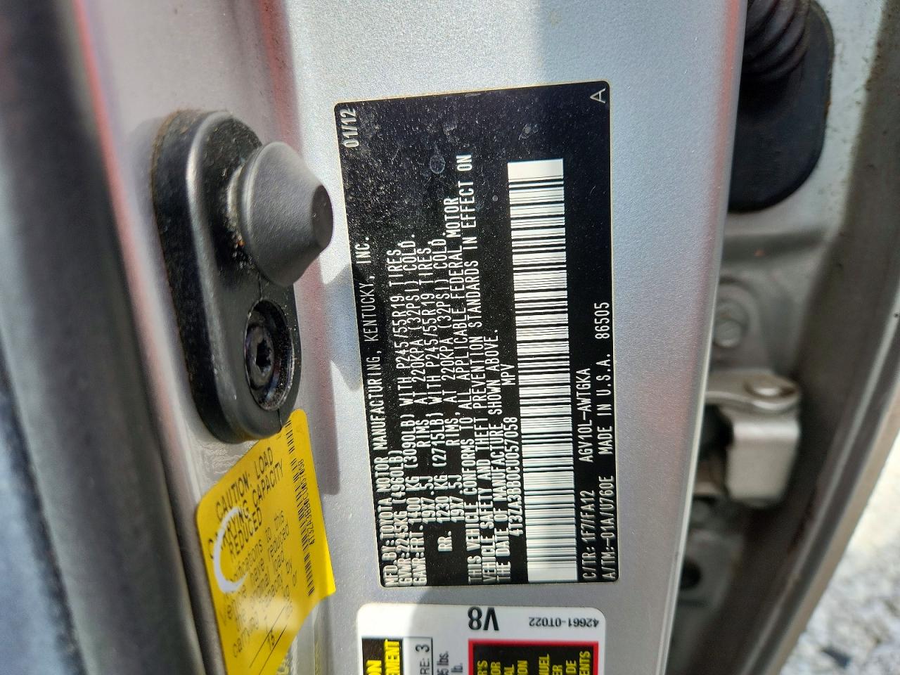 2012 Toyota Venza Le Silver vin: 4T3ZA3BB0CU057058