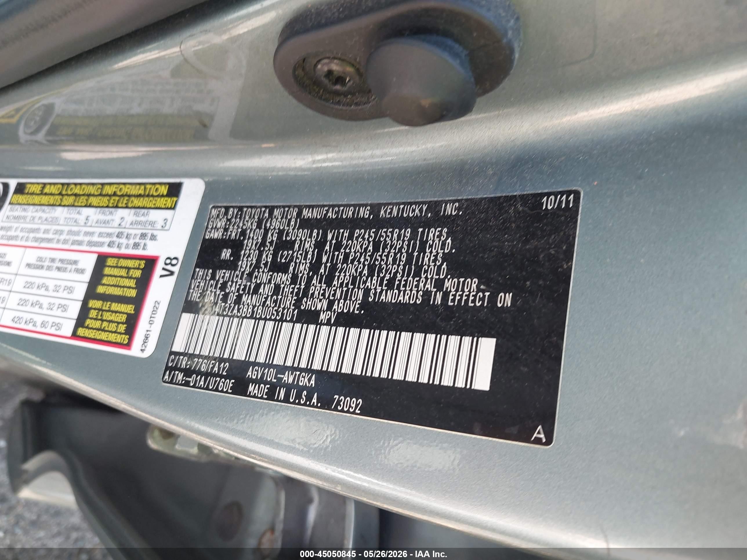 2011 Toyota Venza   Green vin: 4T3ZA3BB1BU053101