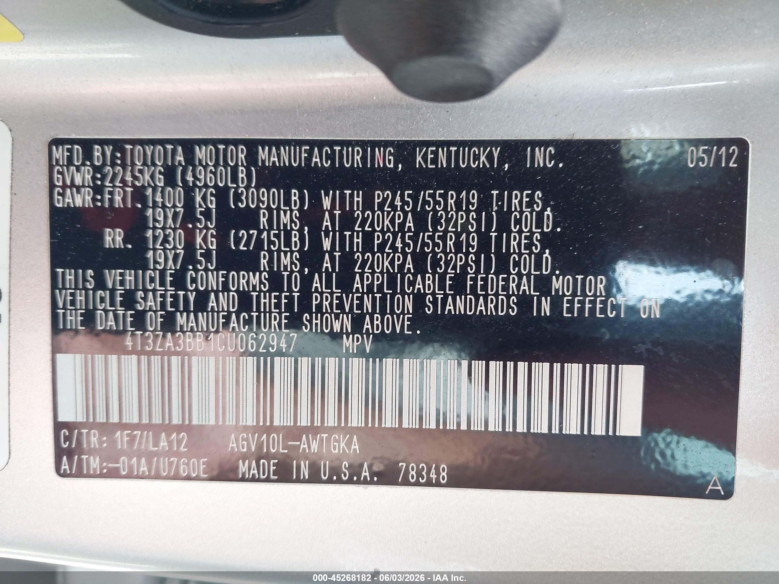2012 Toyota Venza Xle Silver vin: 4T3ZA3BB1CU062947