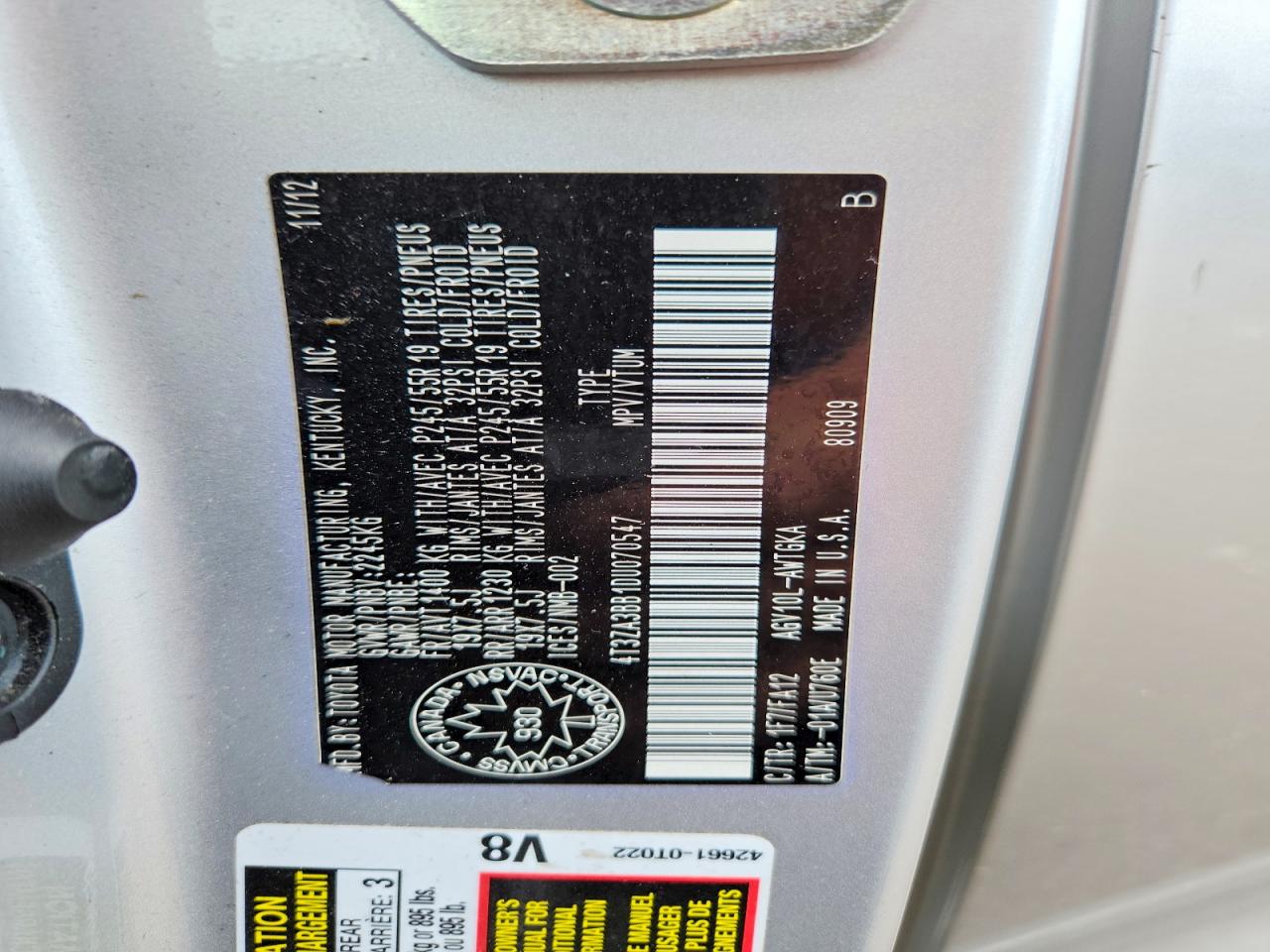 2013 Toyota Venza Le Silver vin: 4T3ZA3BB1DU070547