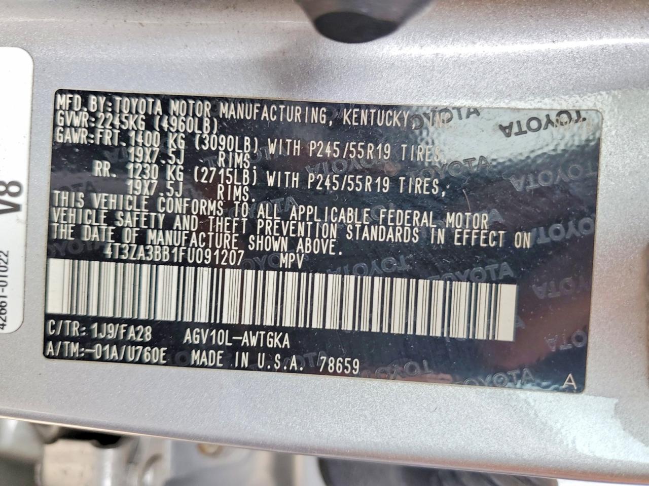 2015 Toyota Venza Le Silver vin: 4T3ZA3BB1FU091207