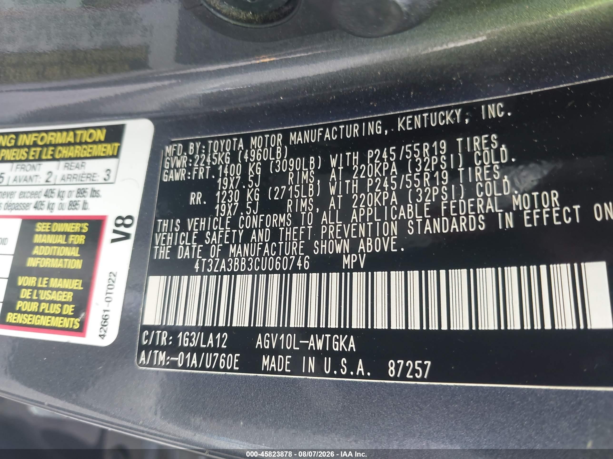 2012 Toyota Venza Xle Blue vin: 4T3ZA3BB3CU060746