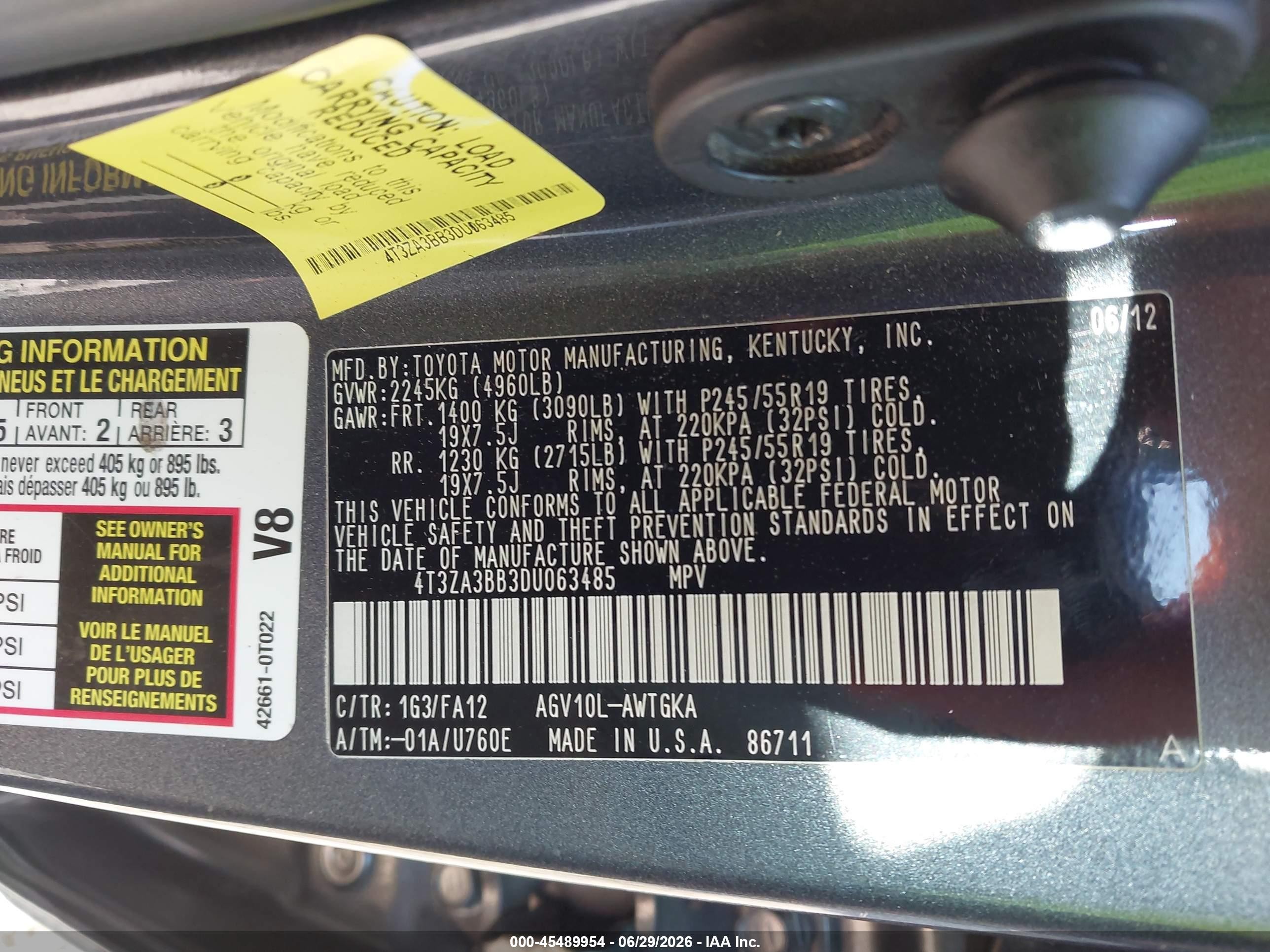 2013 Toyota Venza Le Gray vin: 4T3ZA3BB3DU063485