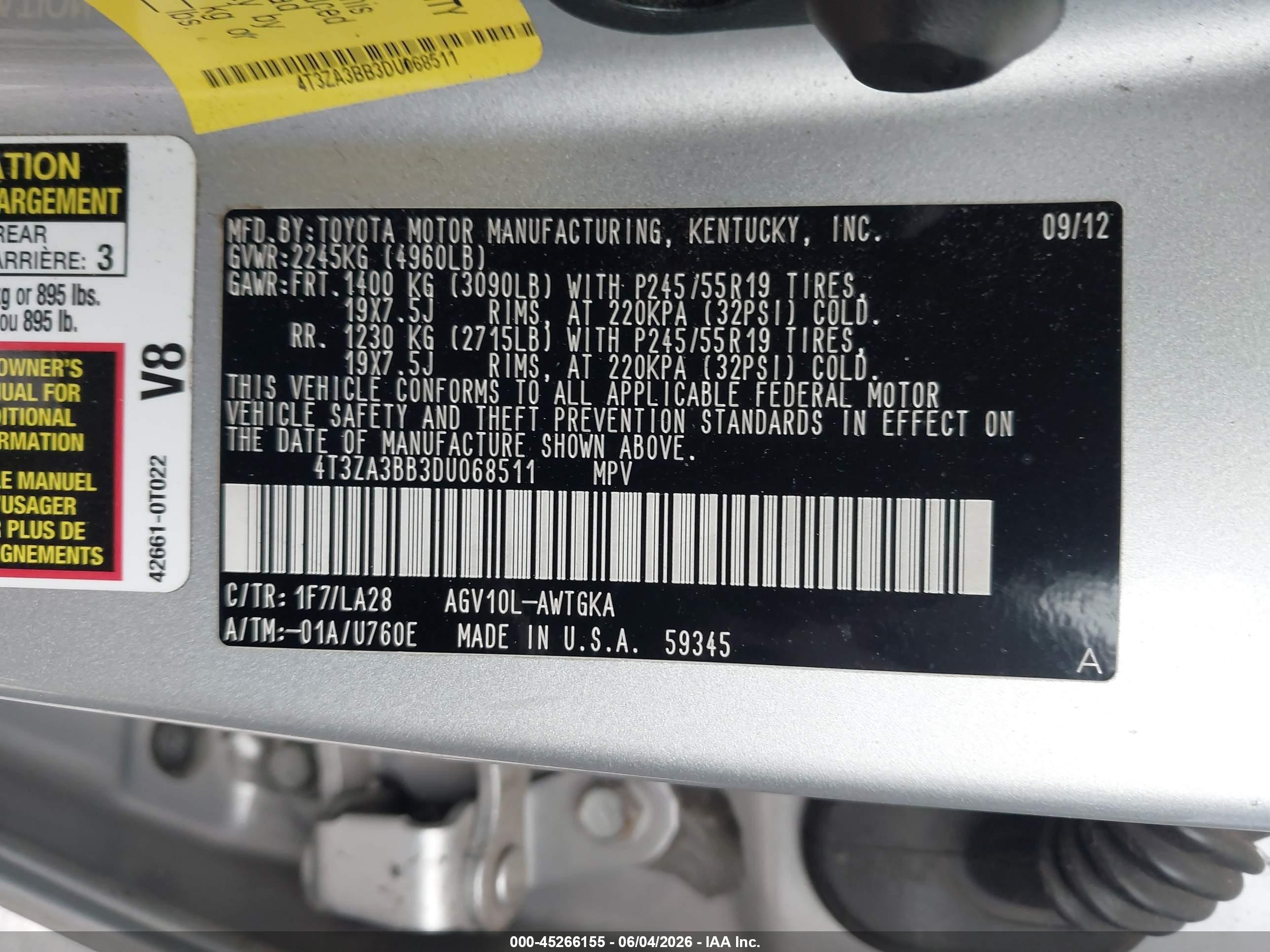 2013 Toyota Venza Xle Silver vin: 4T3ZA3BB3DU068511
