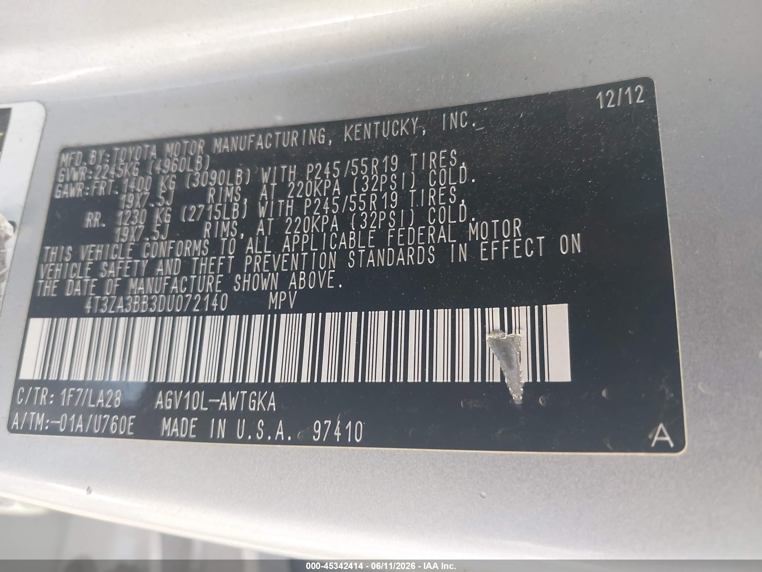 2013 Toyota Venza Xle Серый vin: 4T3ZA3BB3DU072140