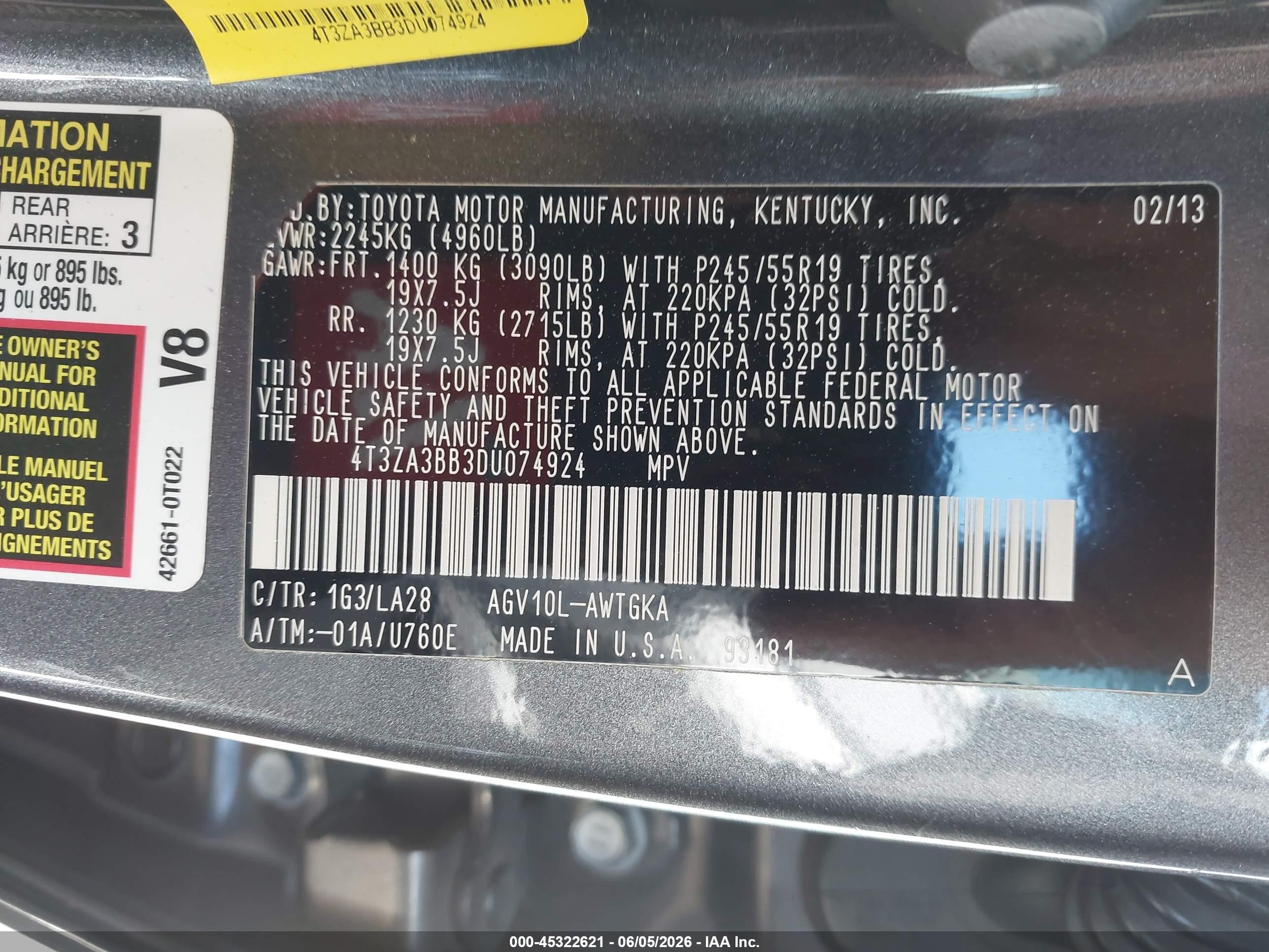 2013 Toyota Venza Xle Gray vin: 4T3ZA3BB3DU074924