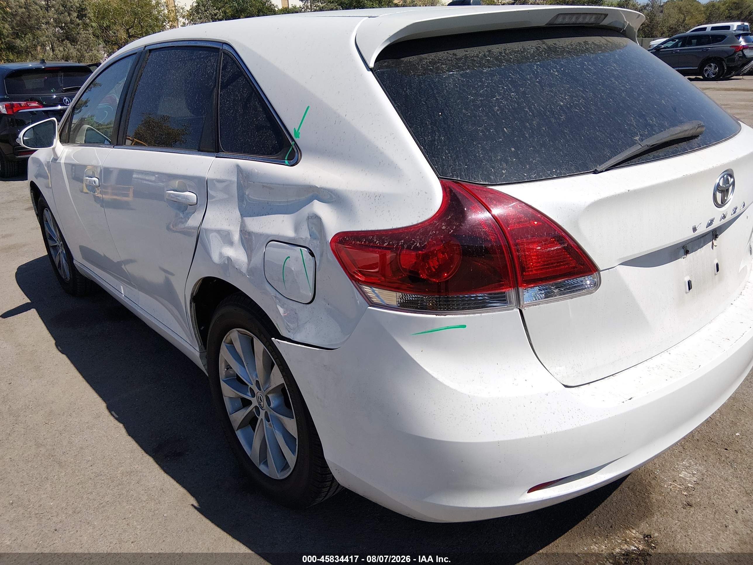 2013 Toyota Venza Le White vin: 4T3ZA3BB3DU076186