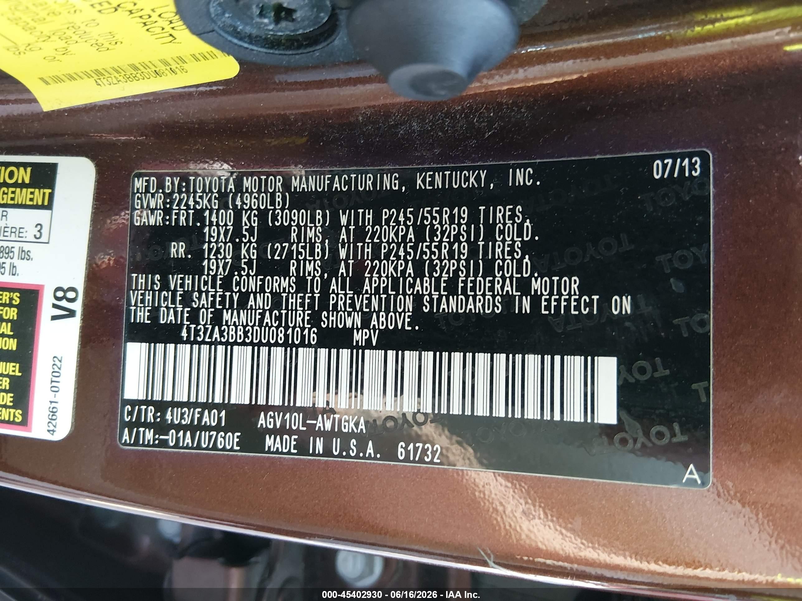 2013 Toyota Venza Le Brown vin: 4T3ZA3BB3DU081016