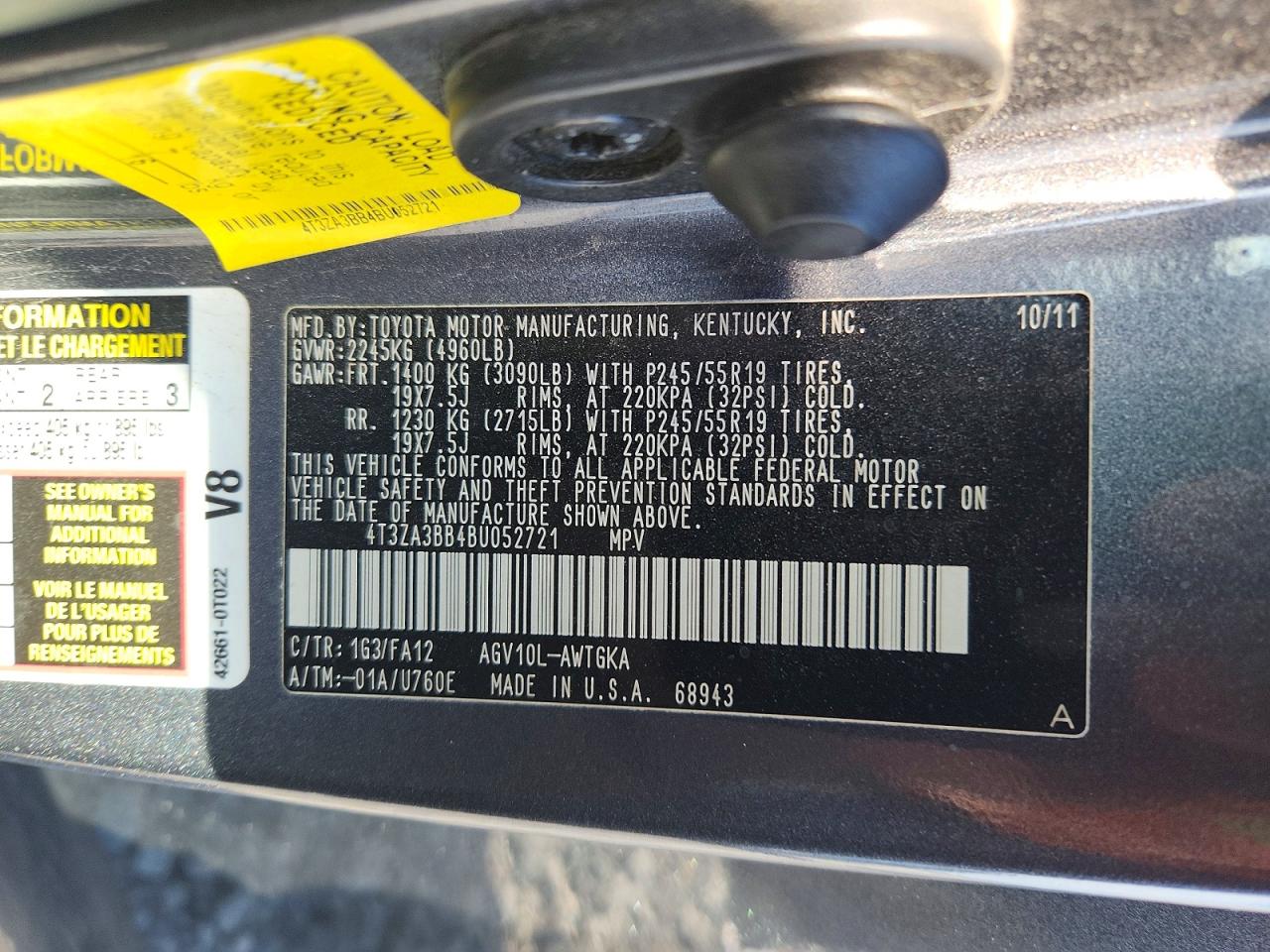 2011 Toyota Venza Fwd 4cyl Серый vin: 4T3ZA3BB4BU052721