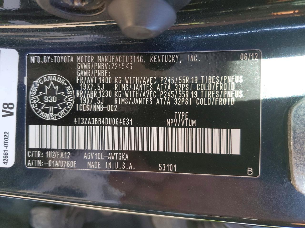 2013 Toyota Venza Le Черный vin: 4T3ZA3BB4DU064631