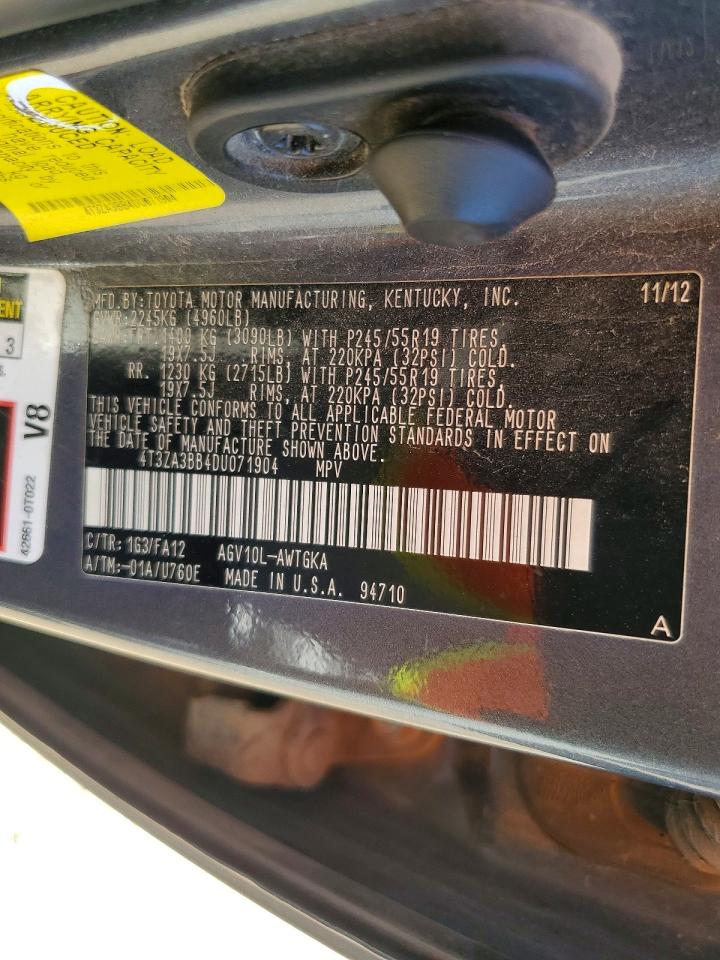 2013 Toyota Venza Le Угольный vin: 4T3ZA3BB4DU071904