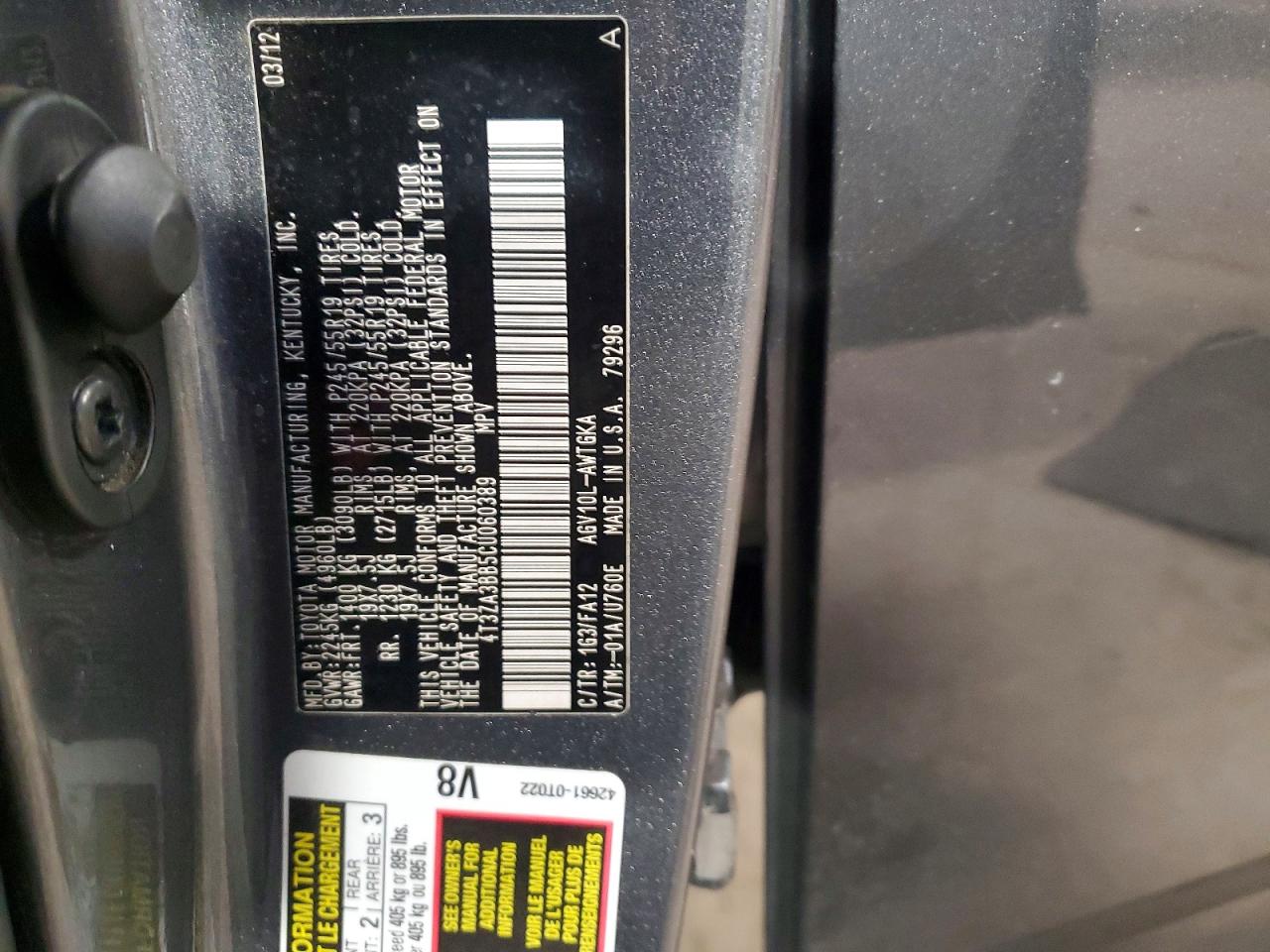 2012 Toyota Venza Le Gray vin: 4T3ZA3BB5CU060389