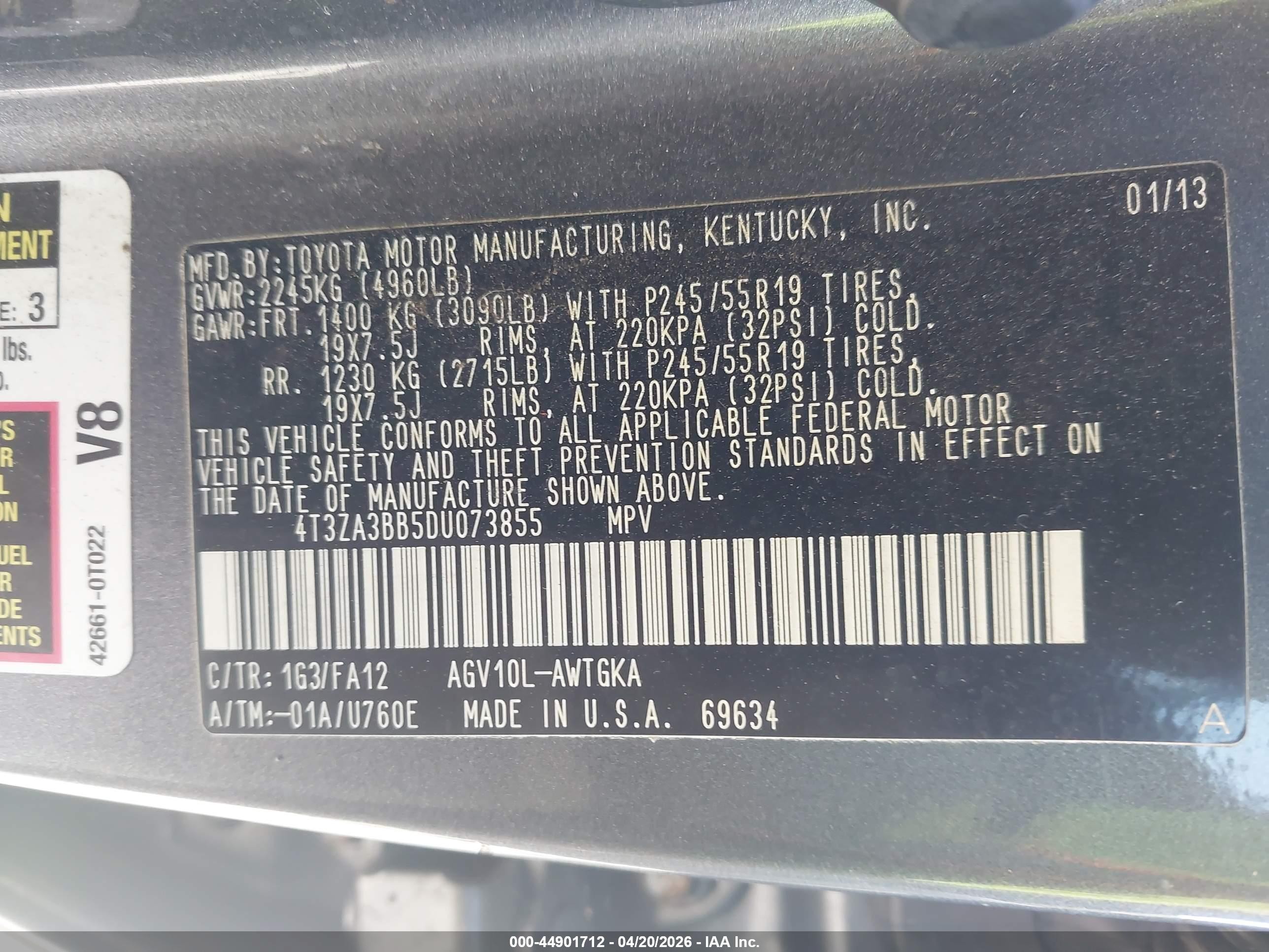 2013 Toyota Venza Le Серый vin: 4T3ZA3BB5DU073855
