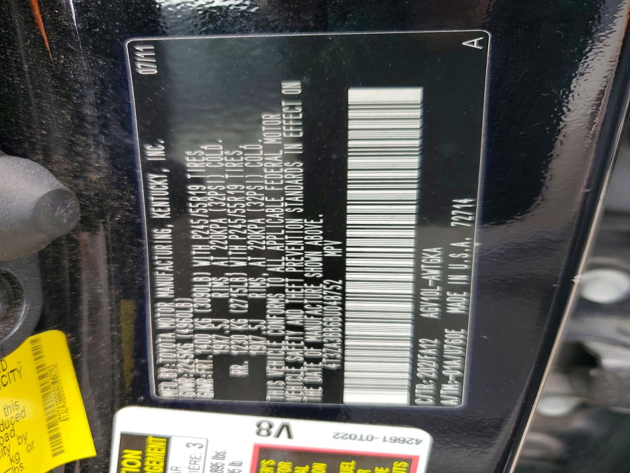 2011 Toyota Venza Fwd 4cyl Black vin: 4T3ZA3BB6BU048752