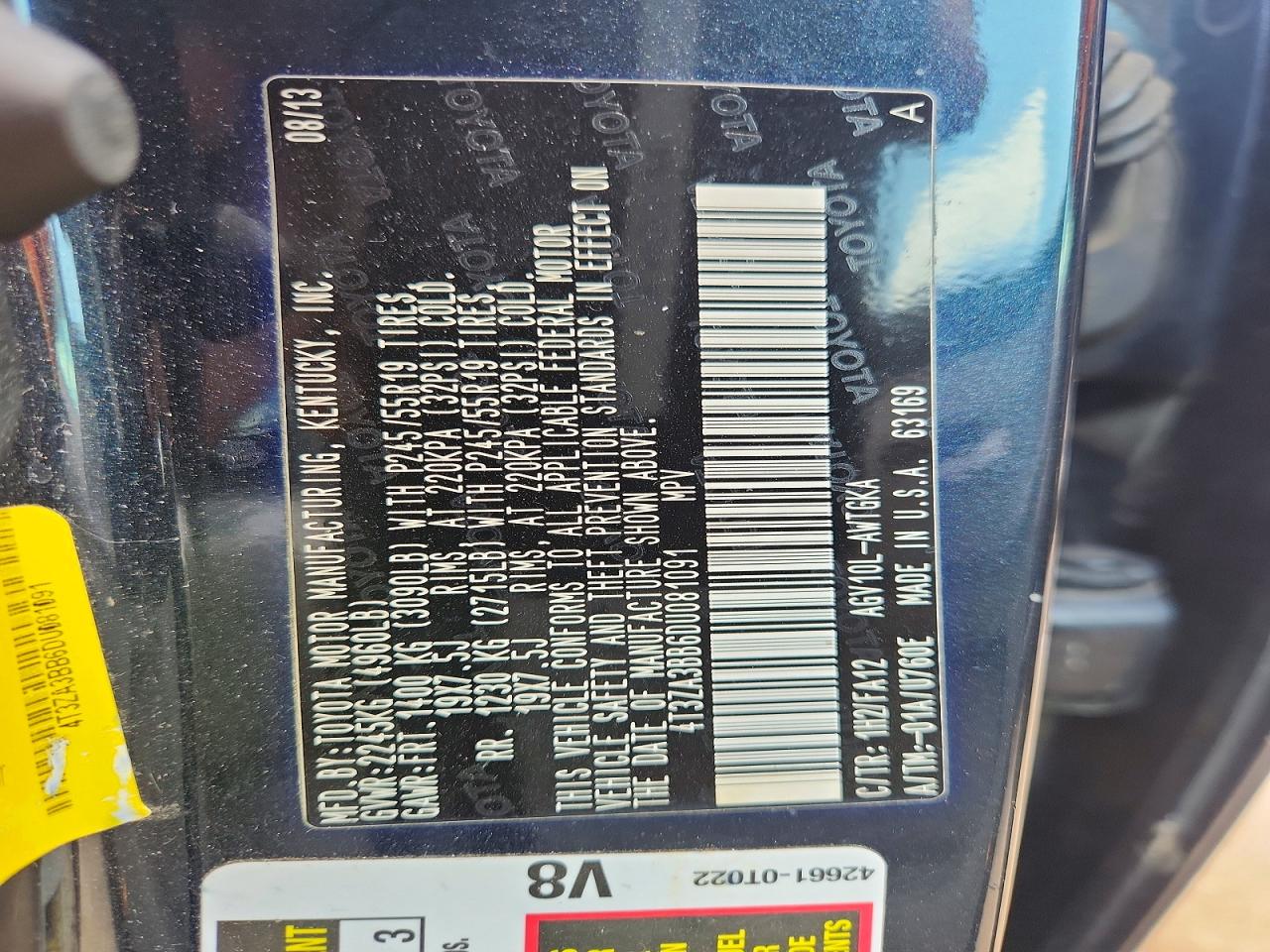 2013 Toyota Venza Le Black vin: 4T3ZA3BB6DU081091