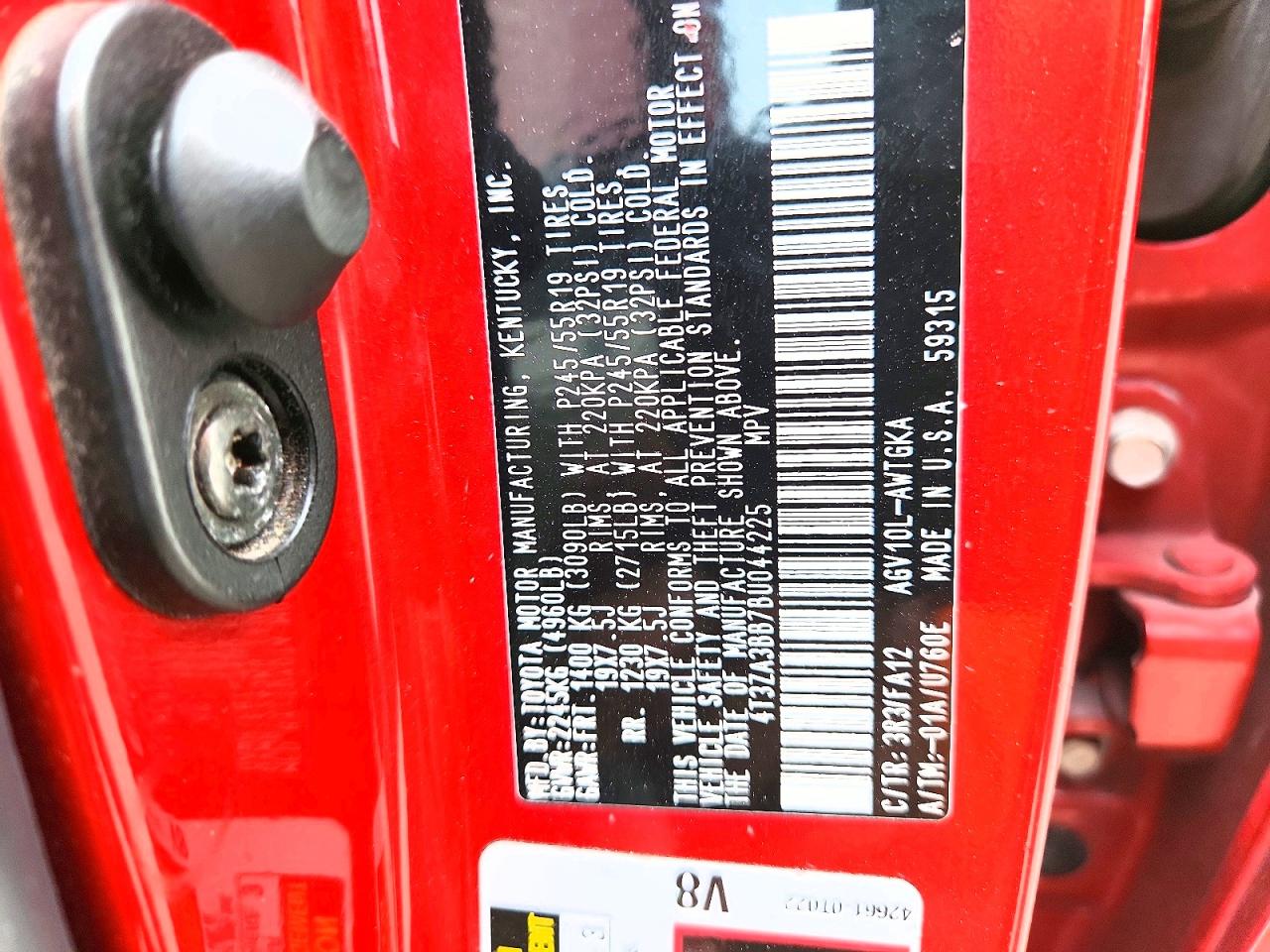 2011 Toyota Venza Fwd 4cyl Red vin: 4T3ZA3BB7BU044225