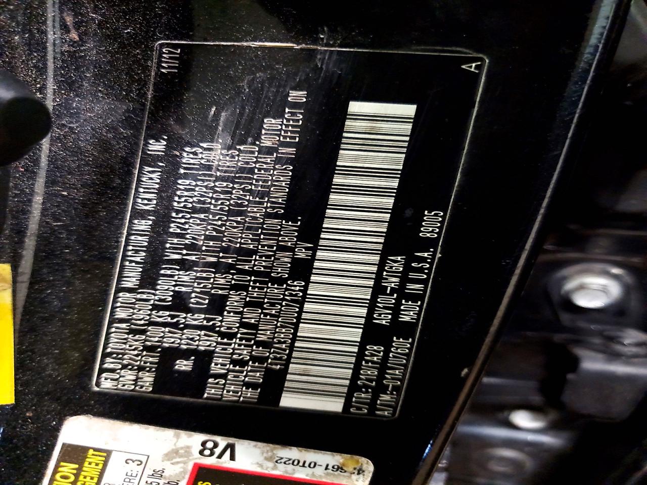 2013 Toyota Venza Le Black vin: 4T3ZA3BB7DU071346