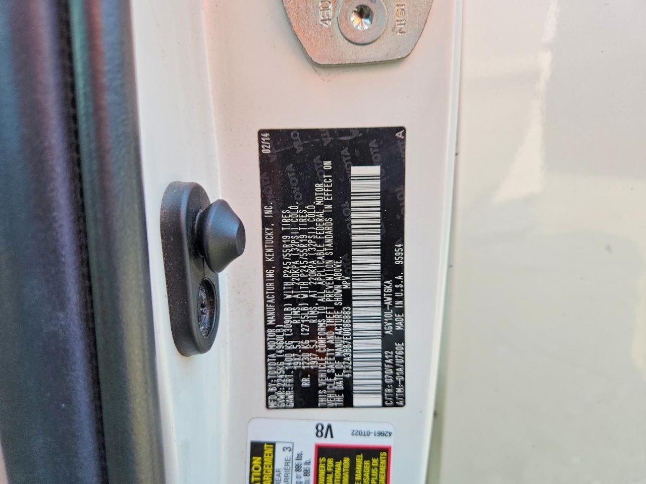 2014 Toyota Venza Le White vin: 4T3ZA3BB7EU086883