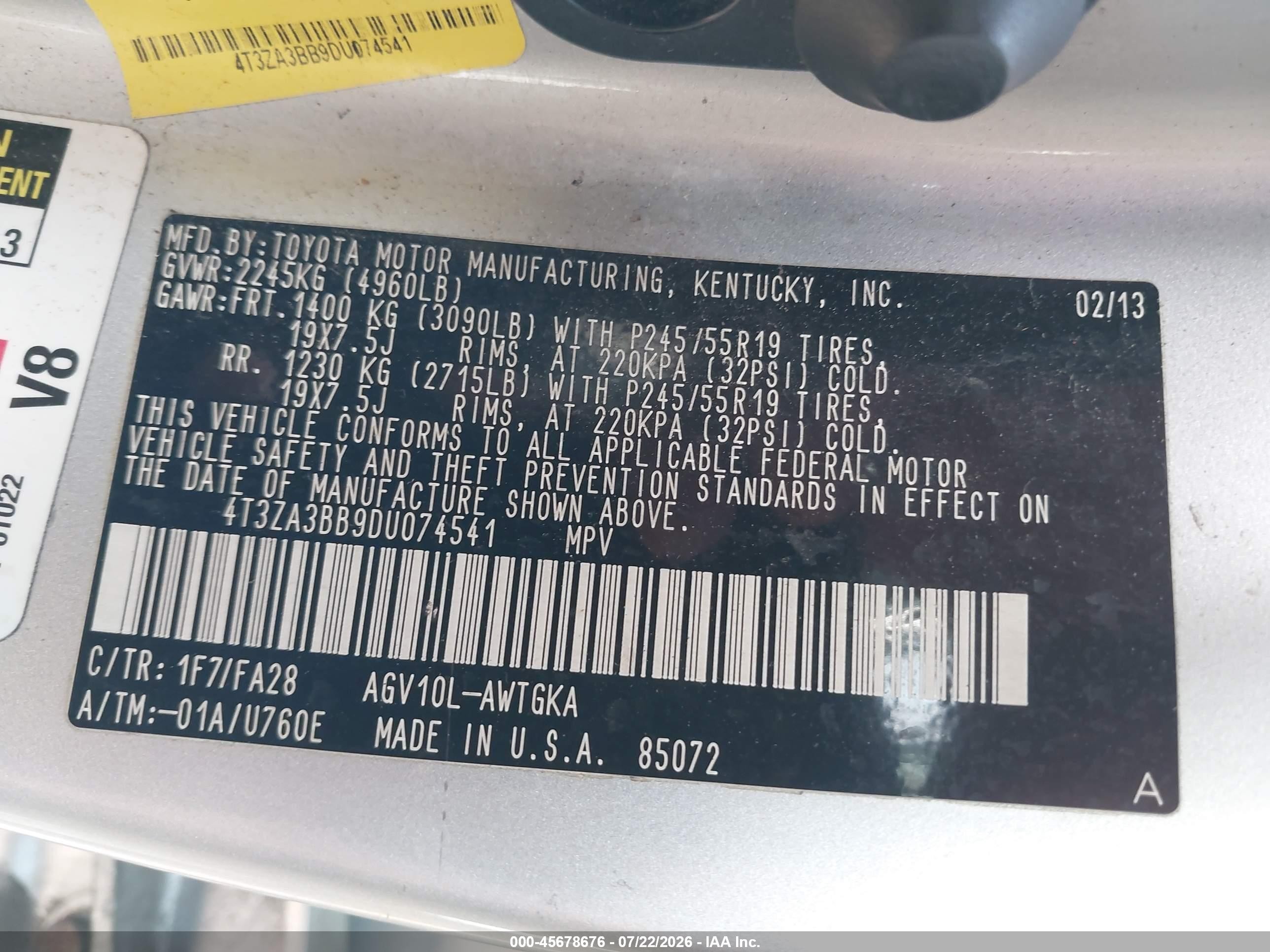 2013 Toyota Venza Le Серебряный vin: 4T3ZA3BB9DU074541