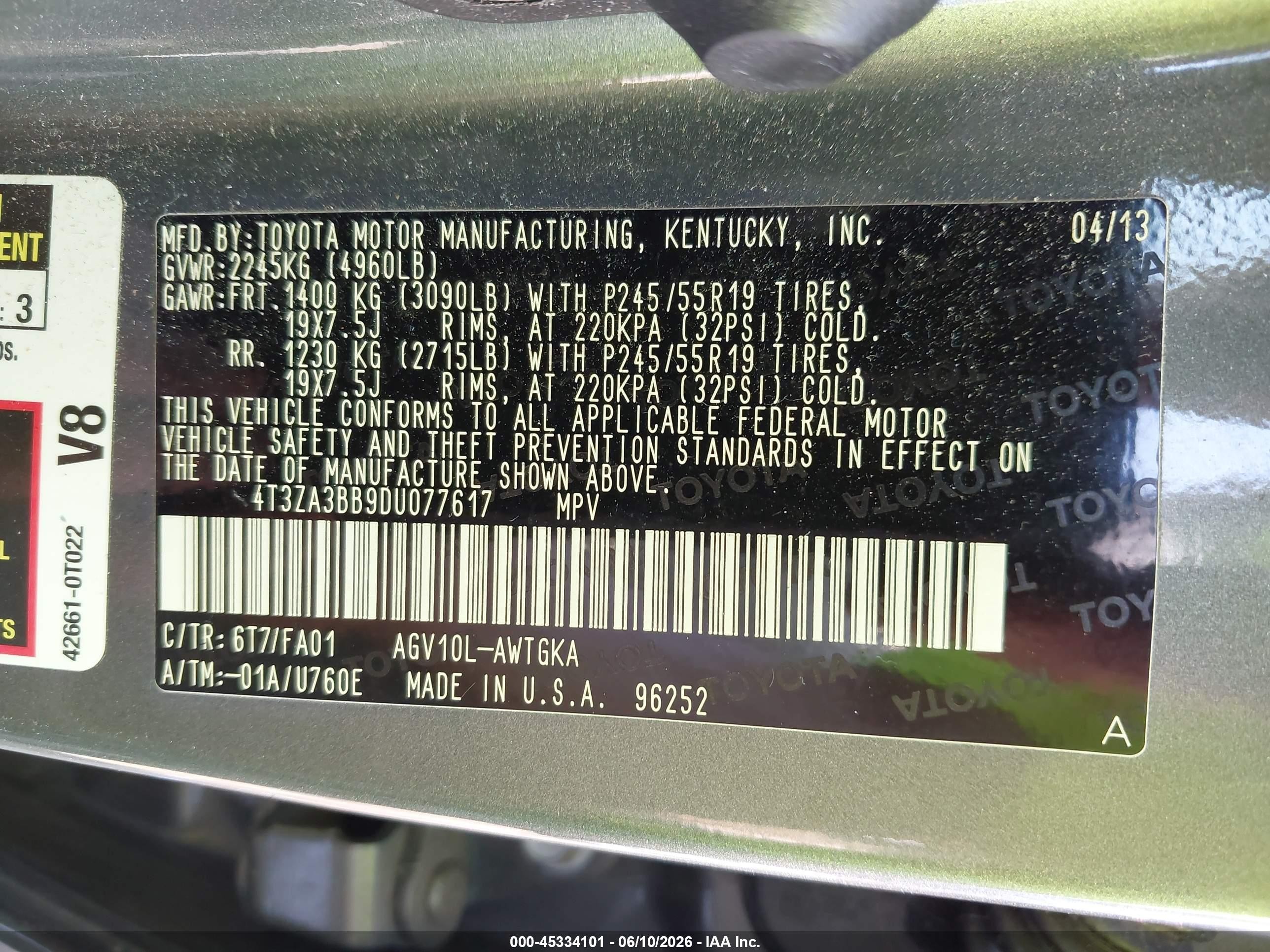 2013 Toyota Venza Le Gray vin: 4T3ZA3BB9DU077617