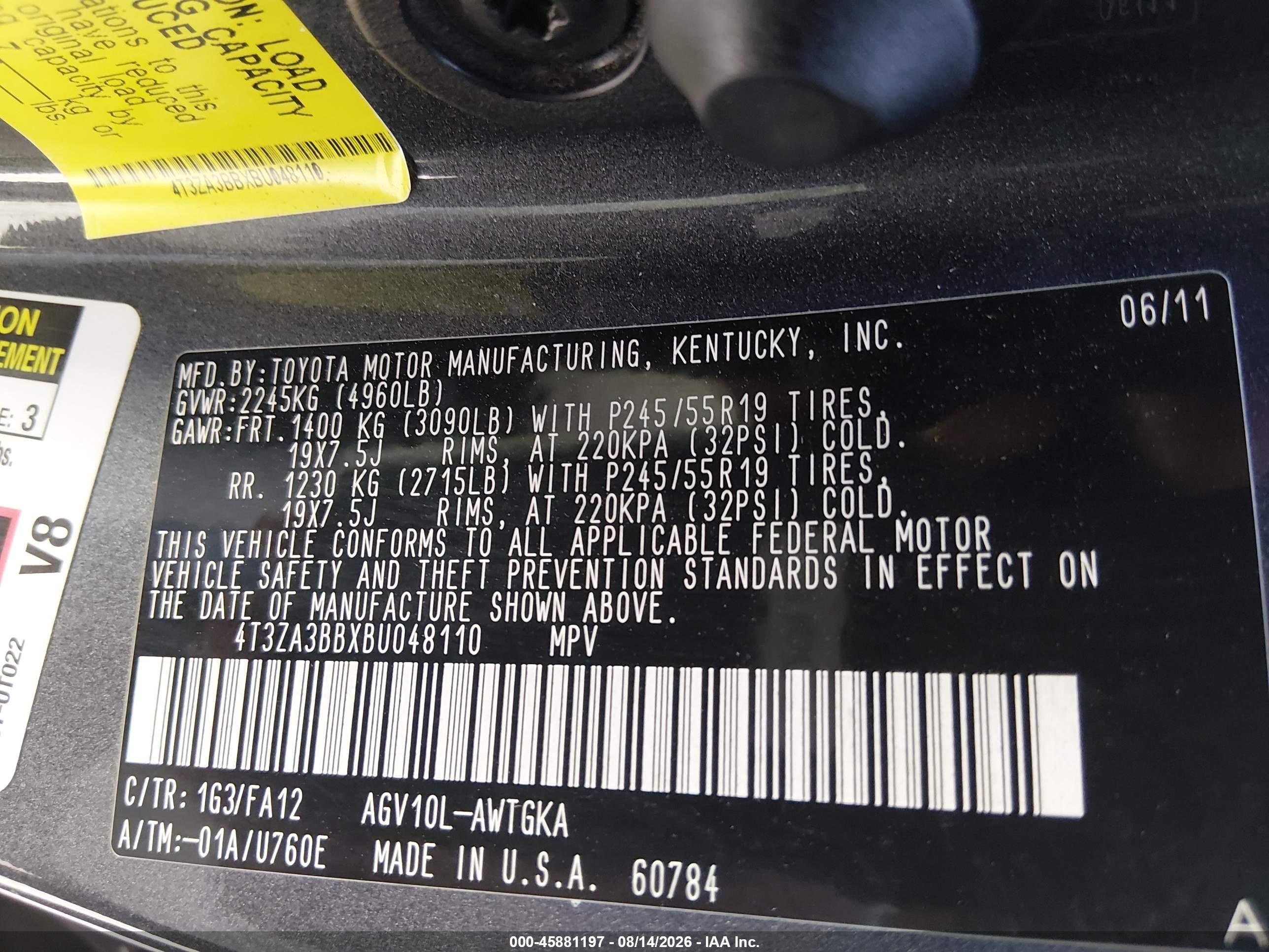 2011 Toyota Venza   Gray vin: 4T3ZA3BBXBU048110