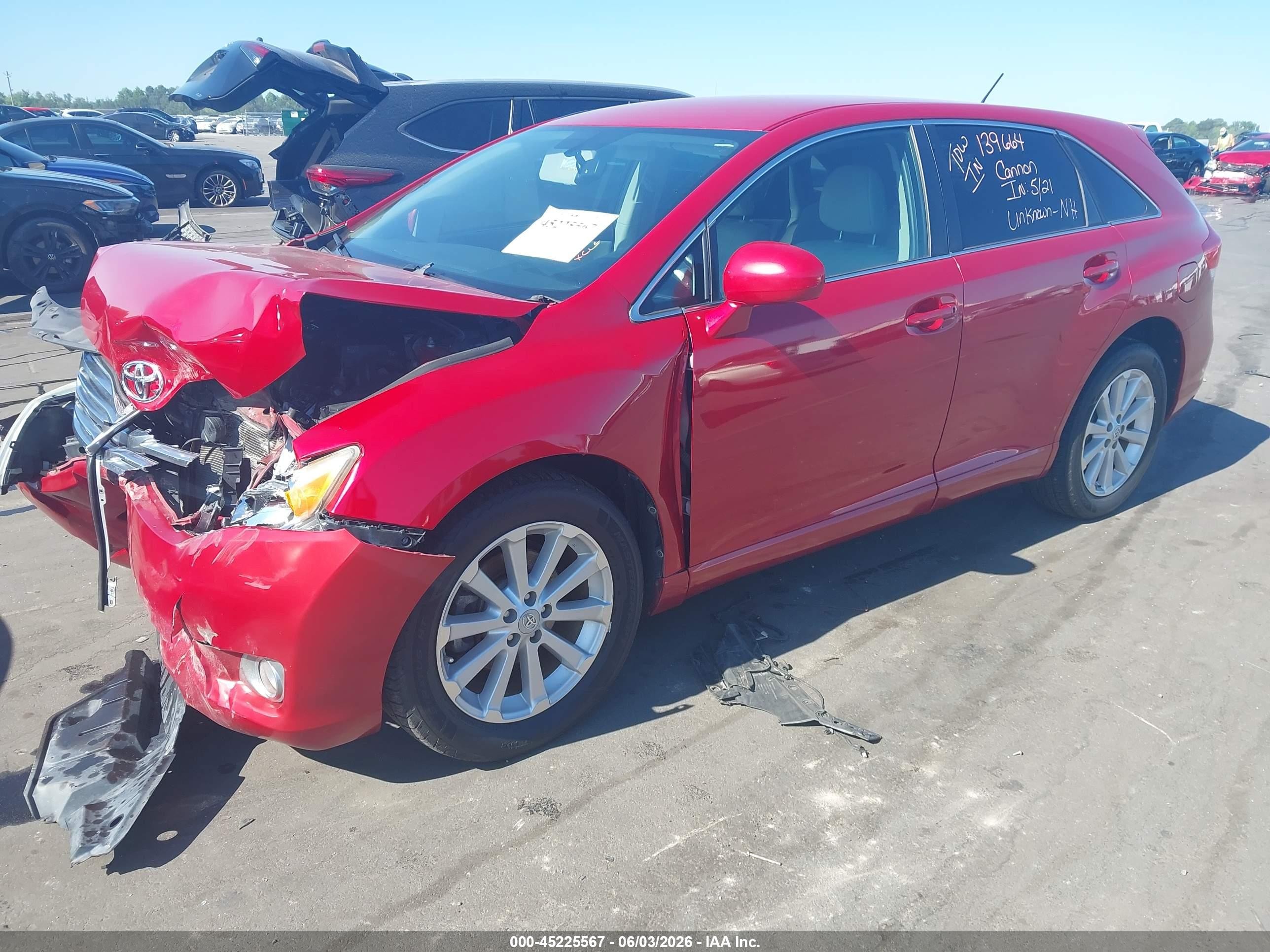 2009 Toyota Venza Red vin: 4T3ZE11A39U006048